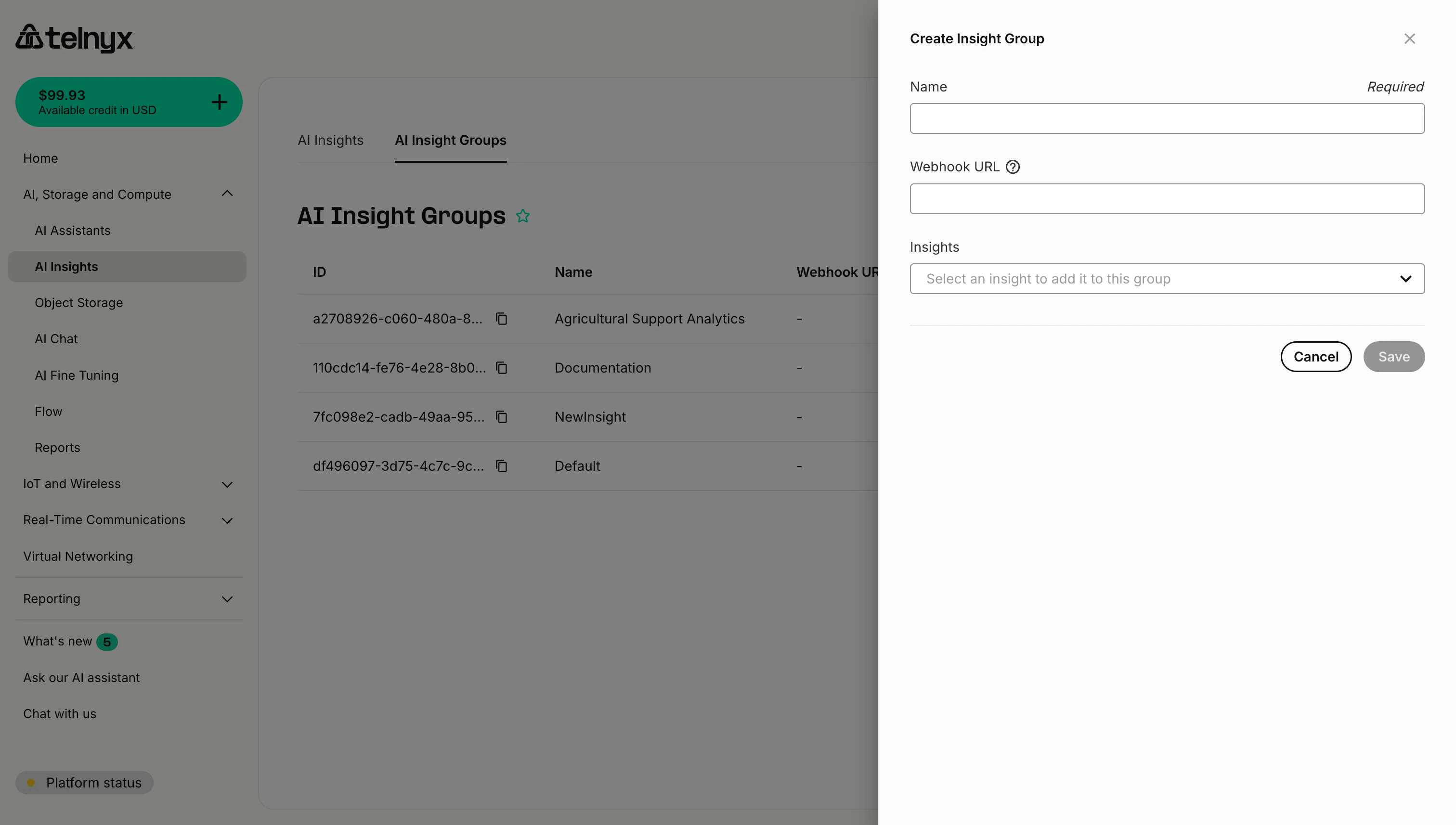 Create Insight Group Modal