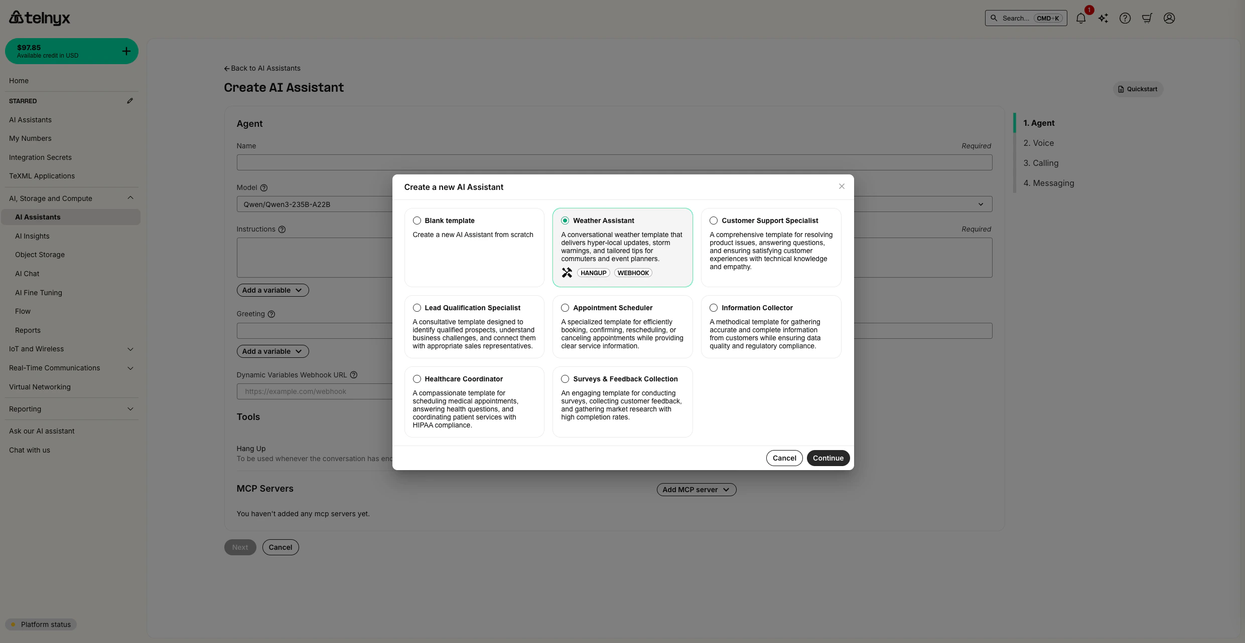 Create Weather Assistant