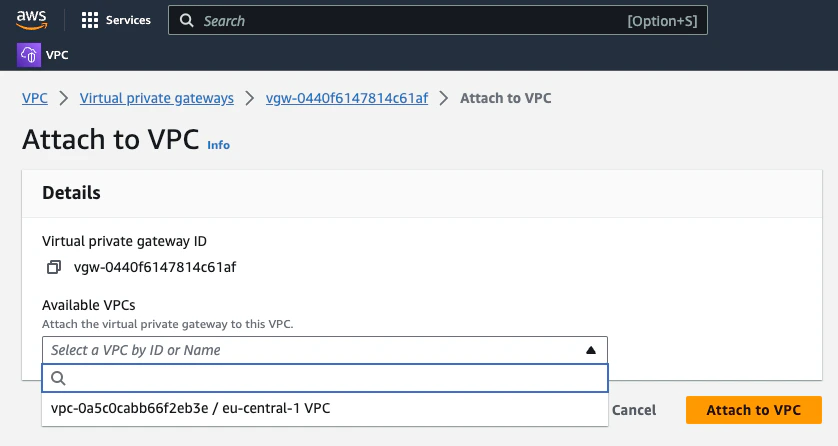 AWS Attach Virtual Private Gateway 2