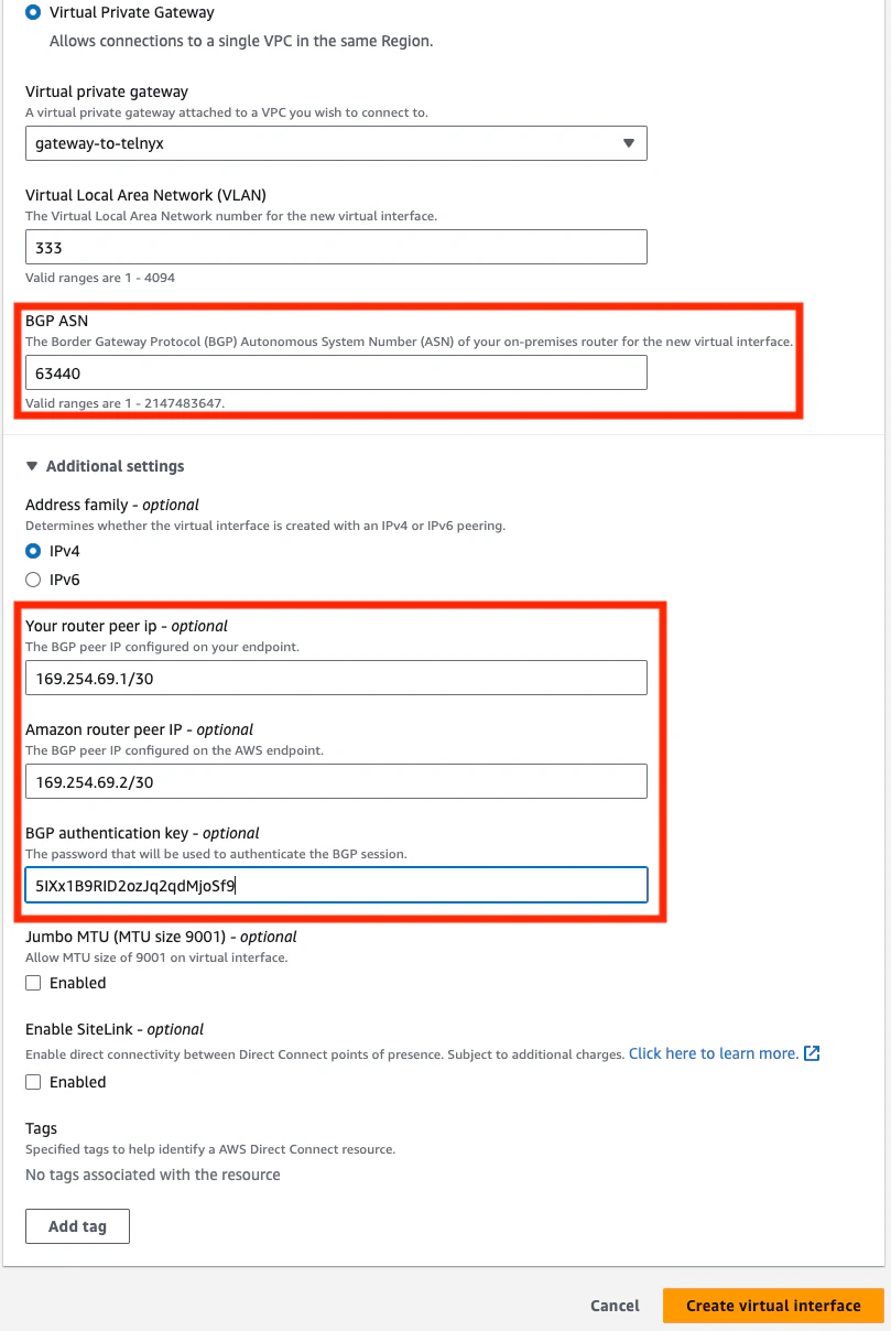 AWS Virtual Interface 2