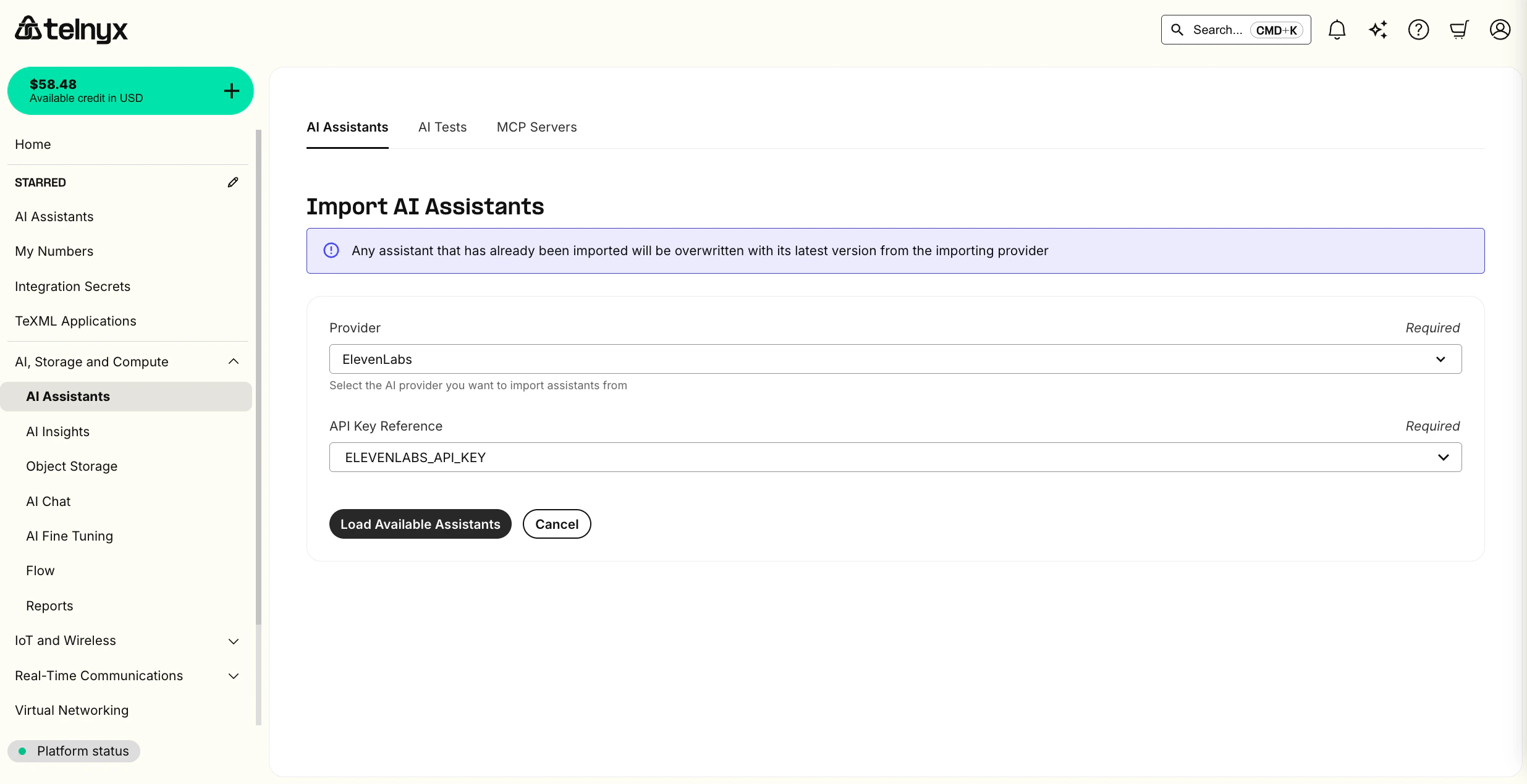 Import Assistants Page