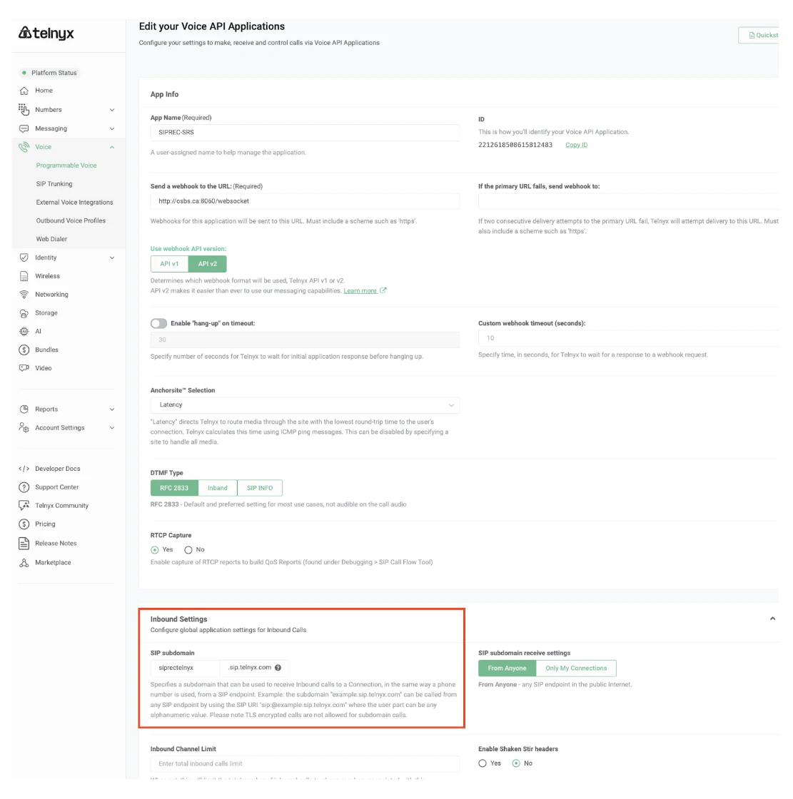 Configure siprec server connection