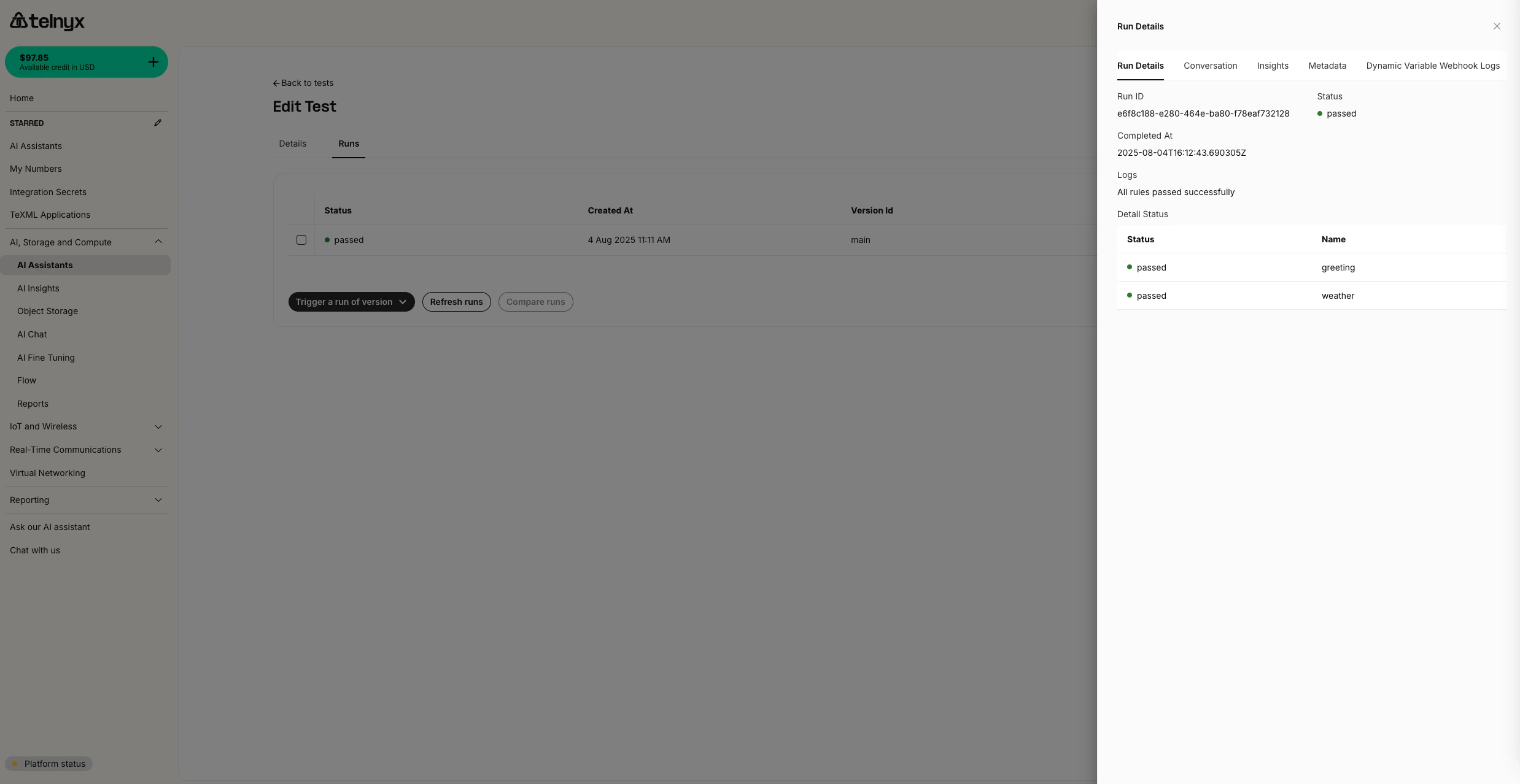 Test Execution Results