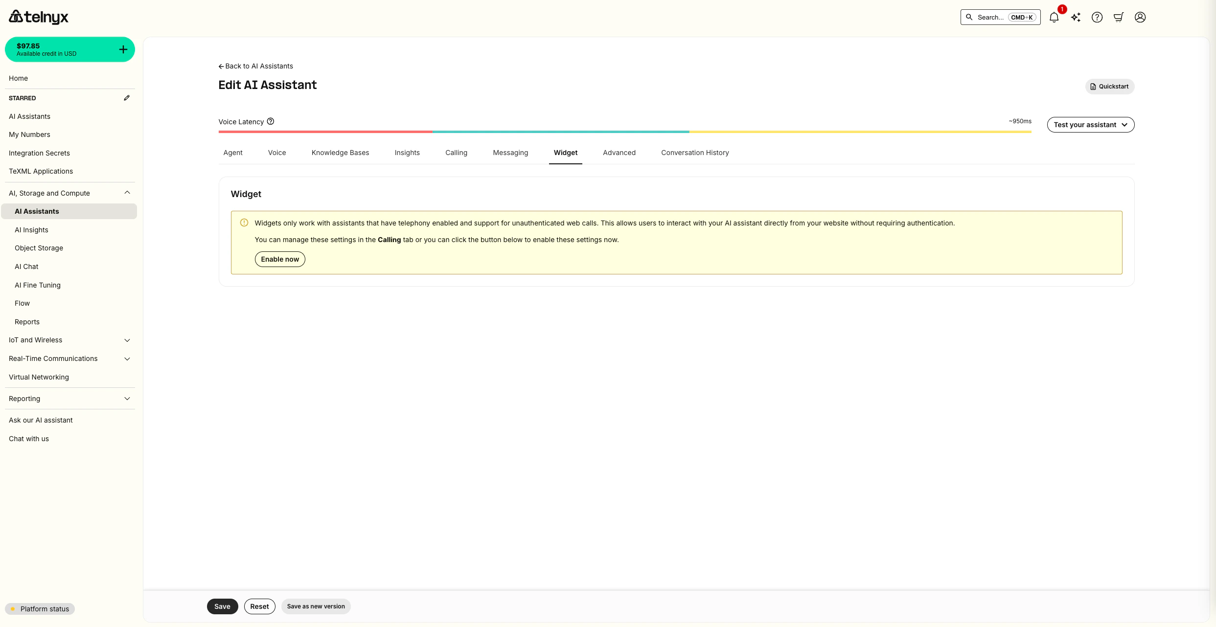 Enable Assistant Widget