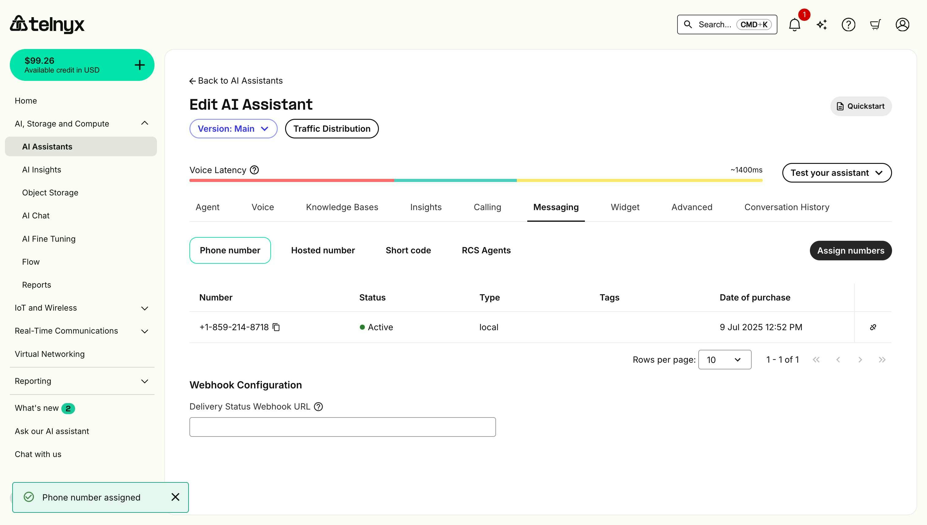 AI Assistant Messaging Configuration