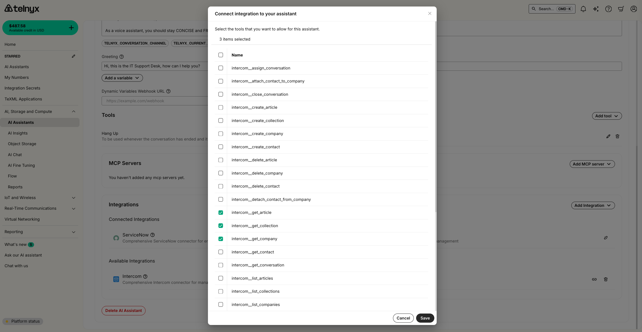 AI Integration Dropdown
