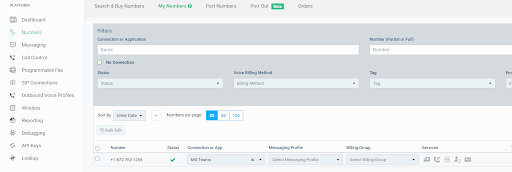 Assigning a Telnyx Number to a Microsoft Teams DID connection.