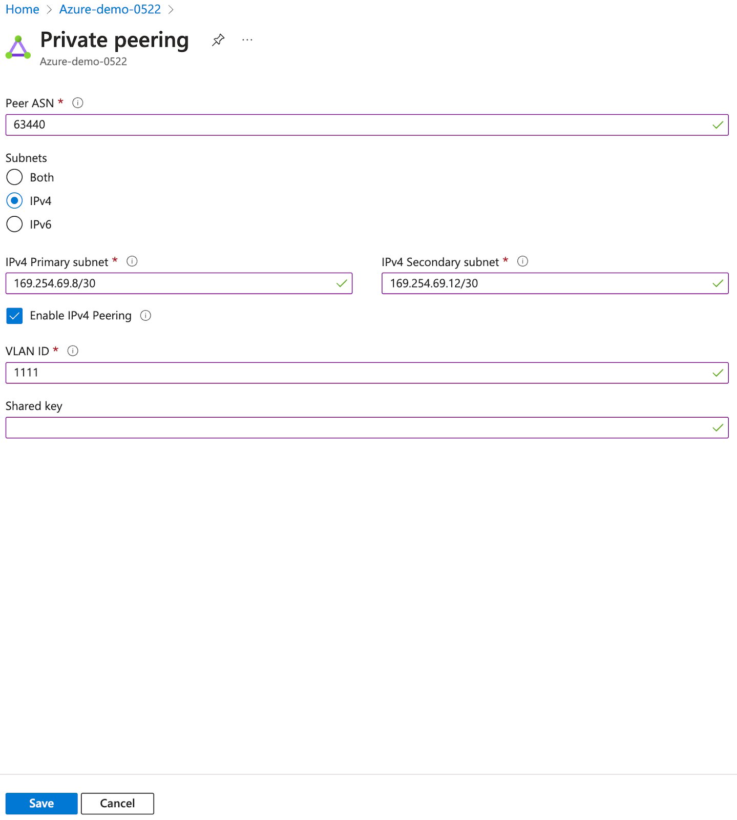 Azure Private Peering 3
