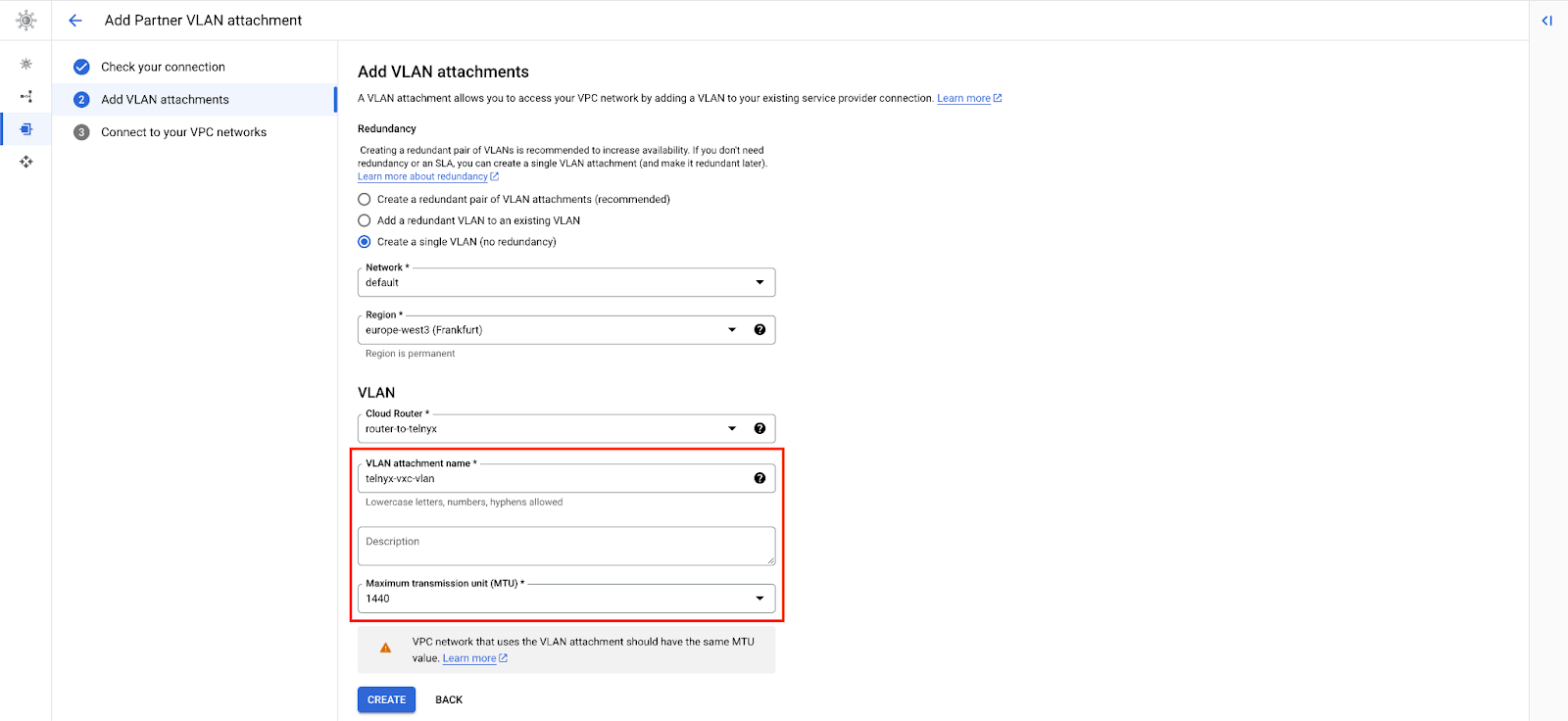 GCP VLAN Attachment Parameters 5