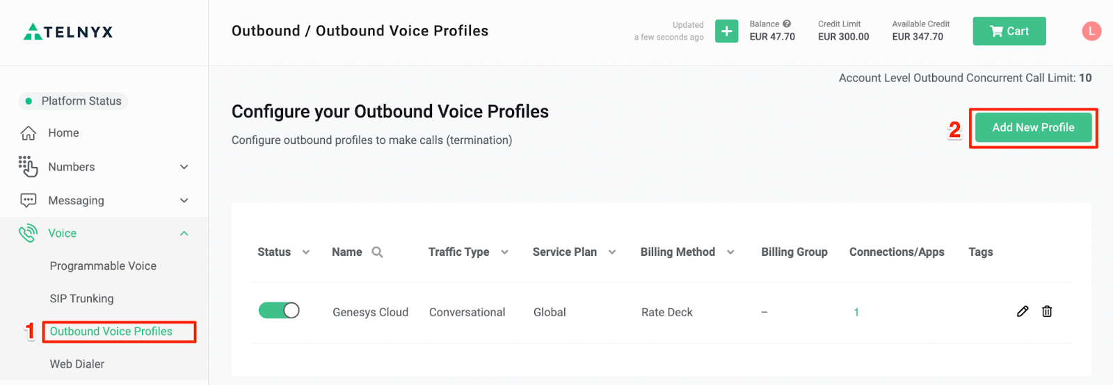 Genesys Cloud & Telnyx Outbound Voice Profile Setup