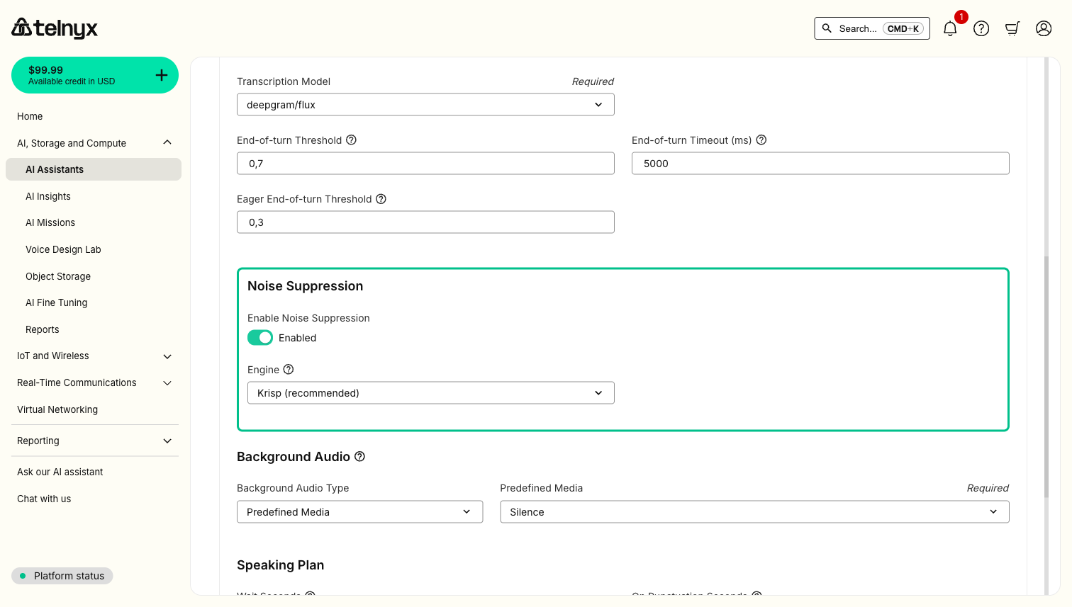AI Assistant Noise Suppression