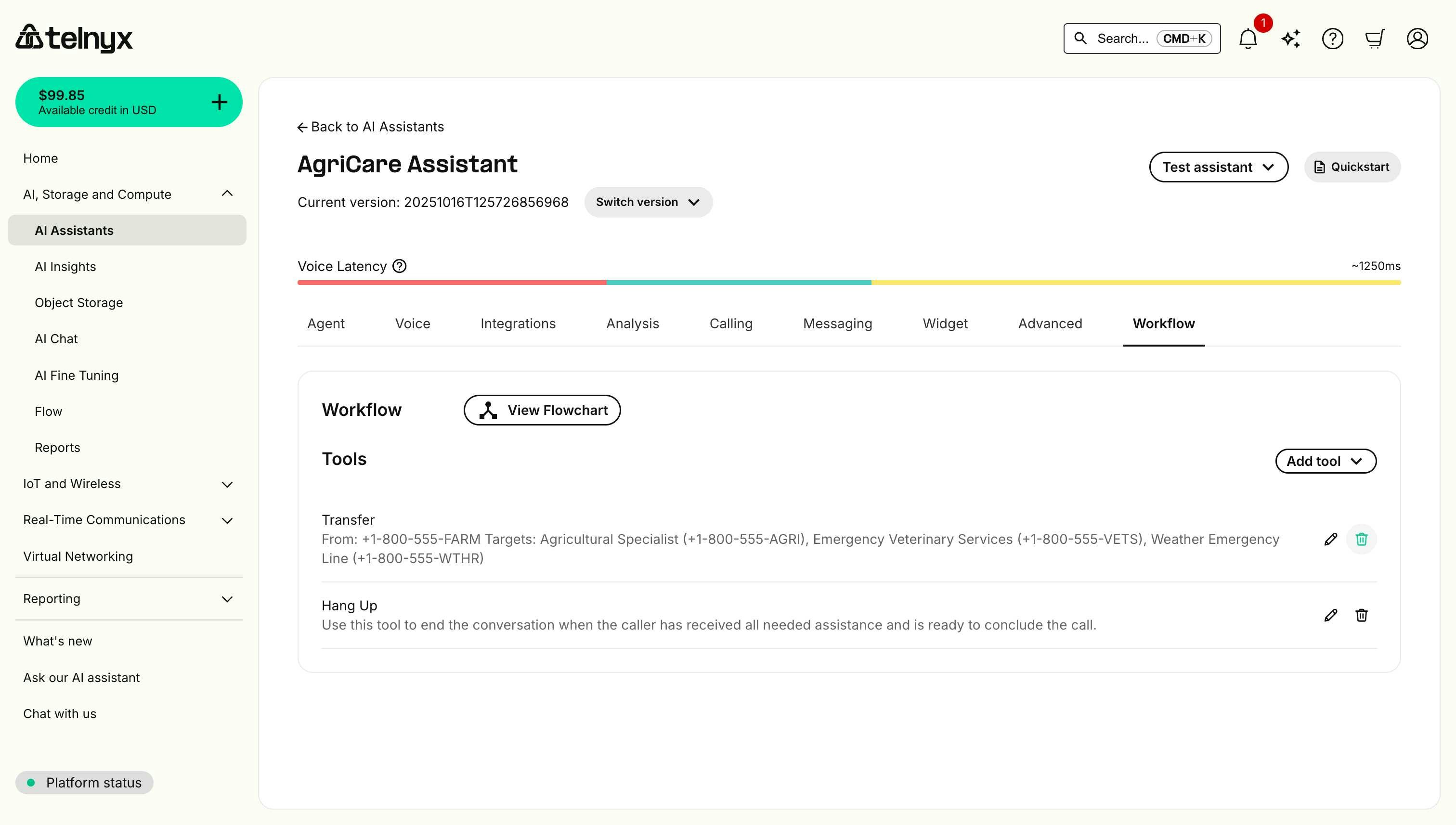 Tools list showing configured tools with edit and delete action icons