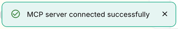 The portal confirmation: MCP server connected successfully.