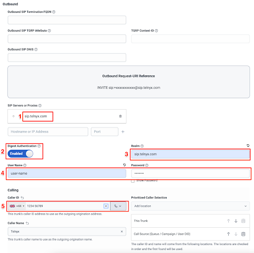 Genesys Cloud & Telnyx Settings