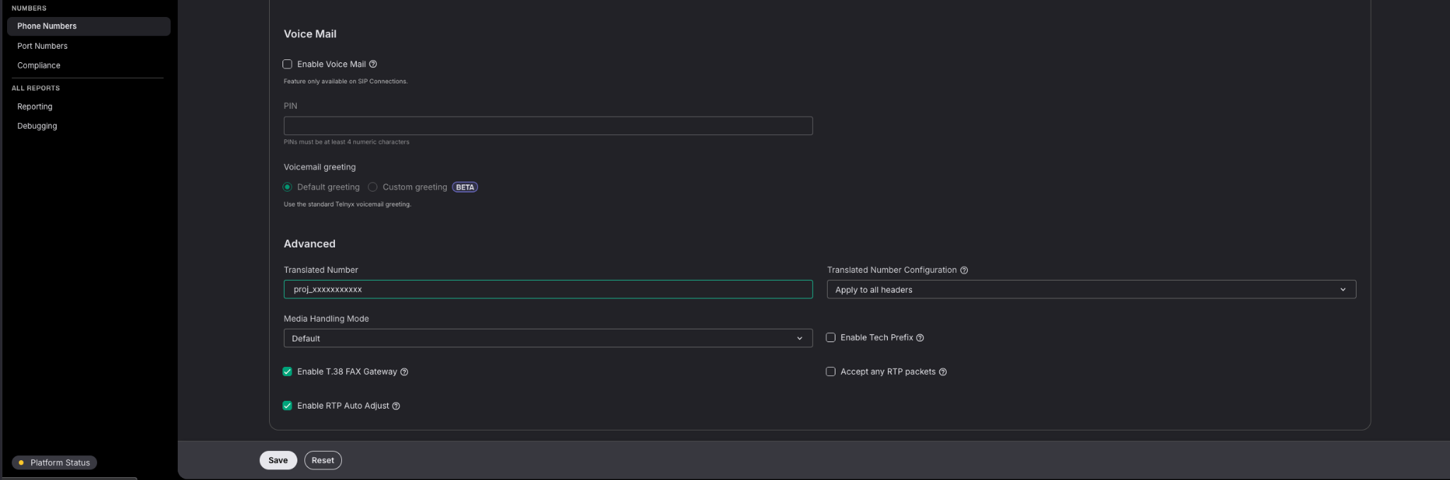 Translated Number field containing a placeholder OpenAI project ID beginning with proj_