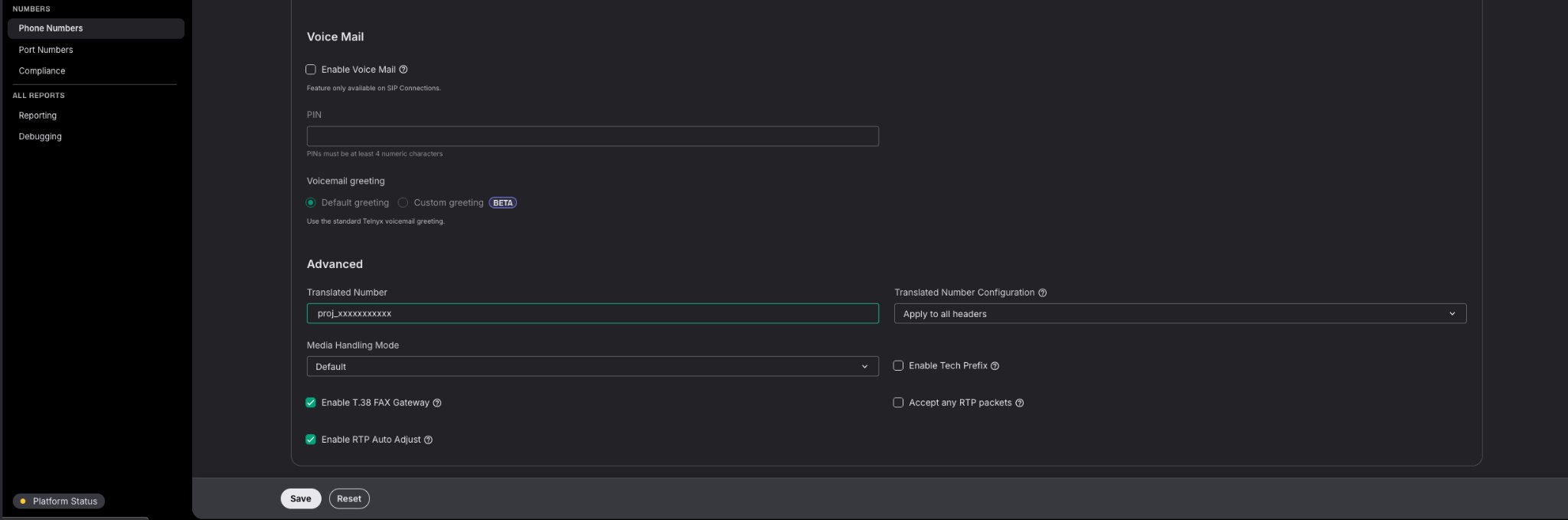 Translated Number field containing a placeholder OpenAI project ID beginning with proj_