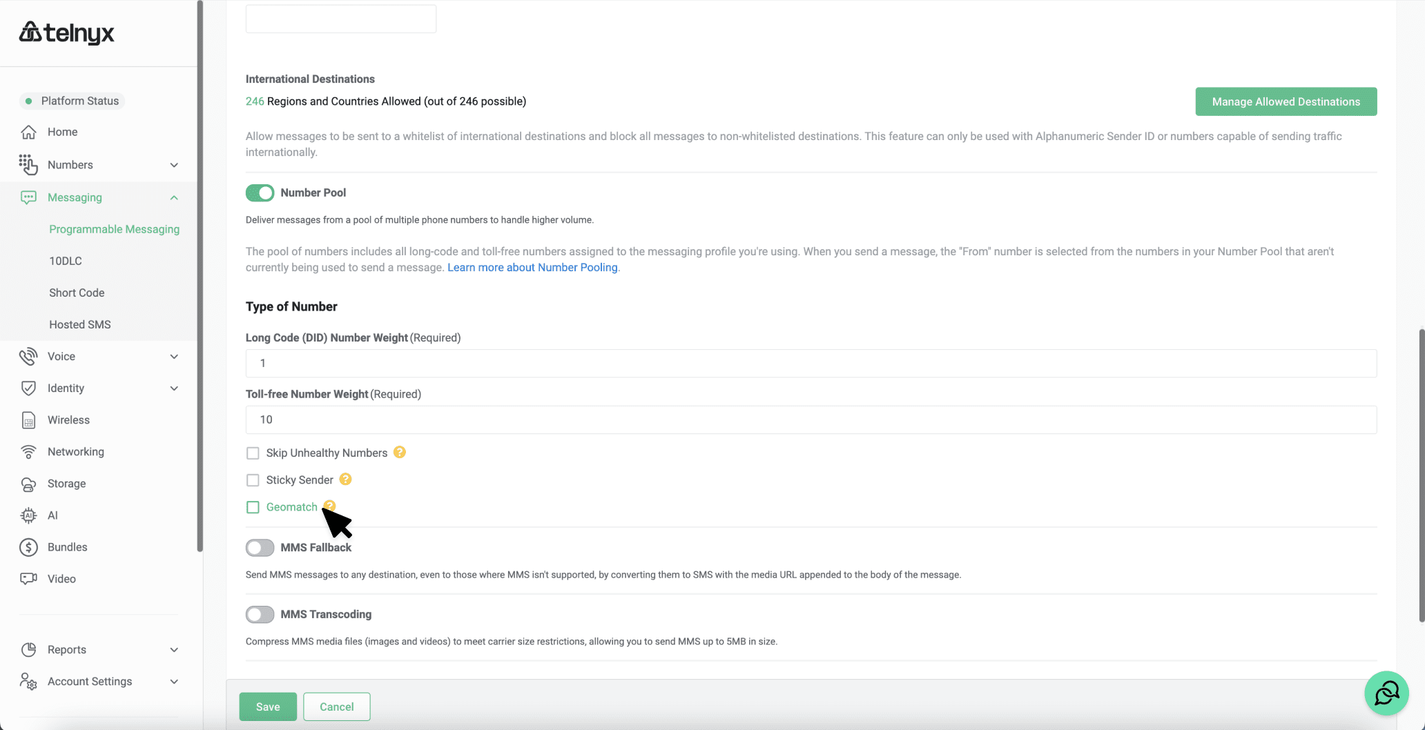 Geomatch Portal Settings