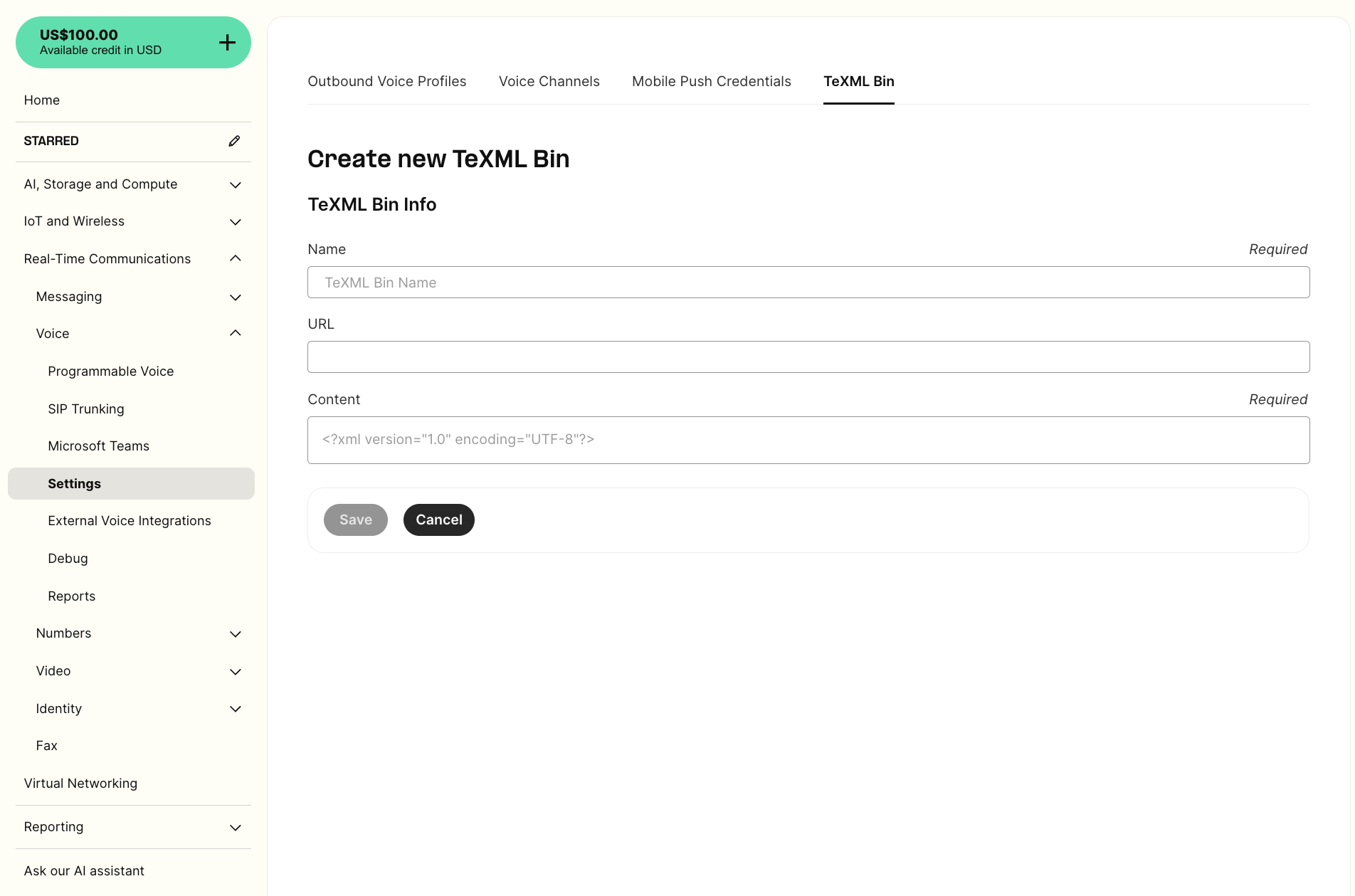 Storing instructions using TeXML bin