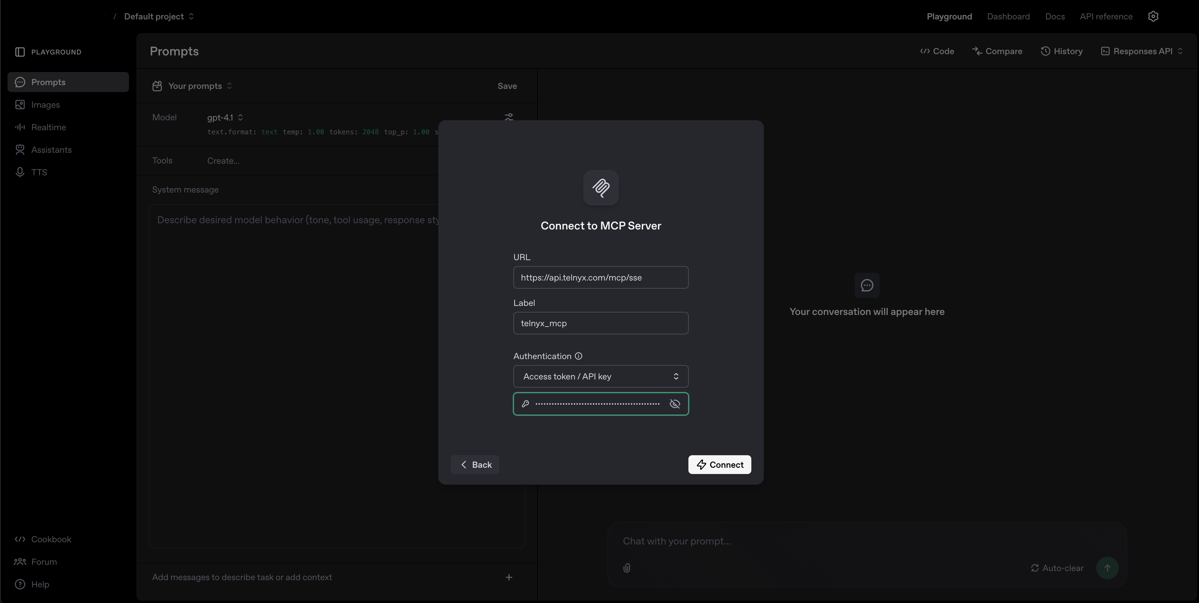 ChatGPT Playground MCP Step 3