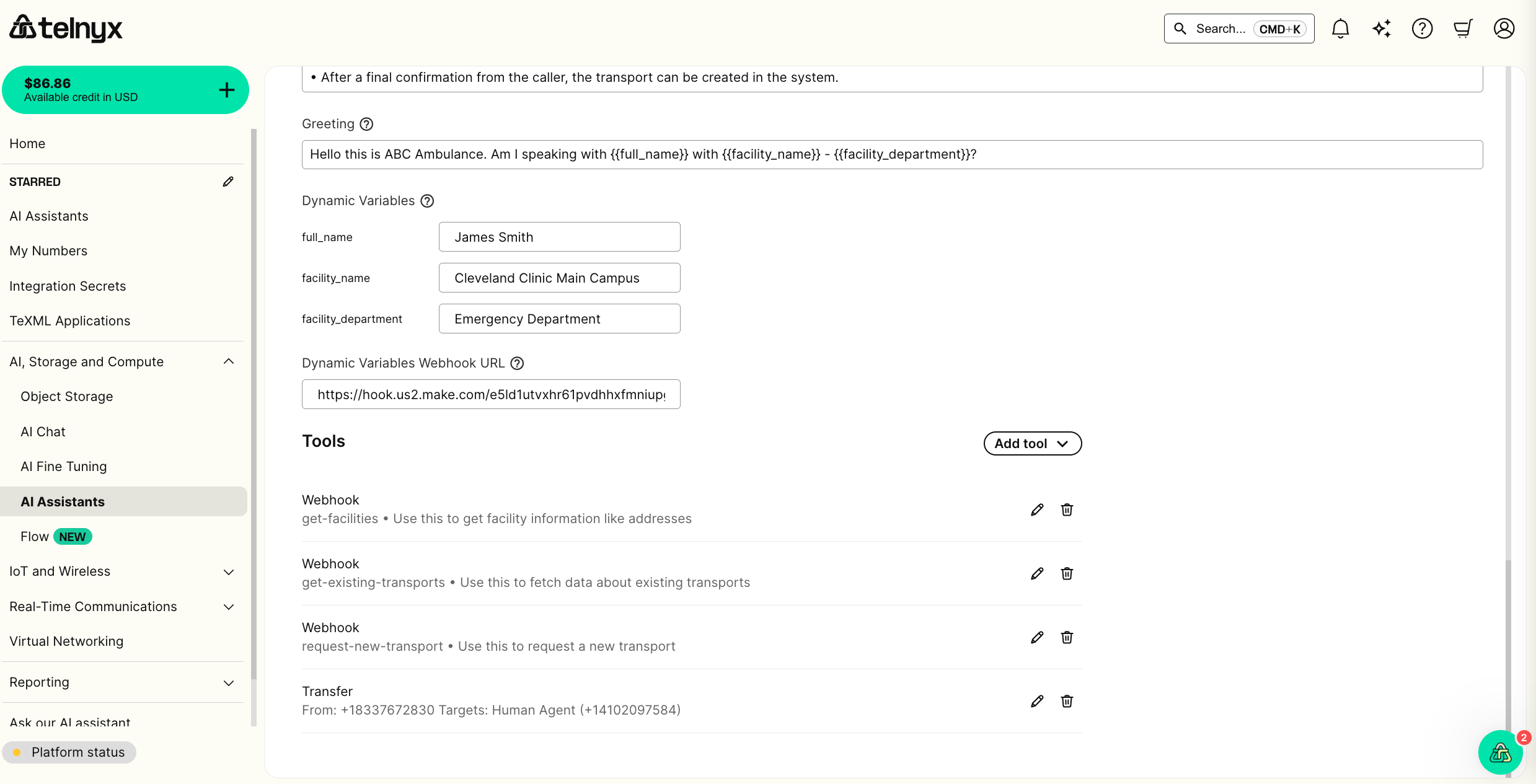 AI Assistant Variable Config