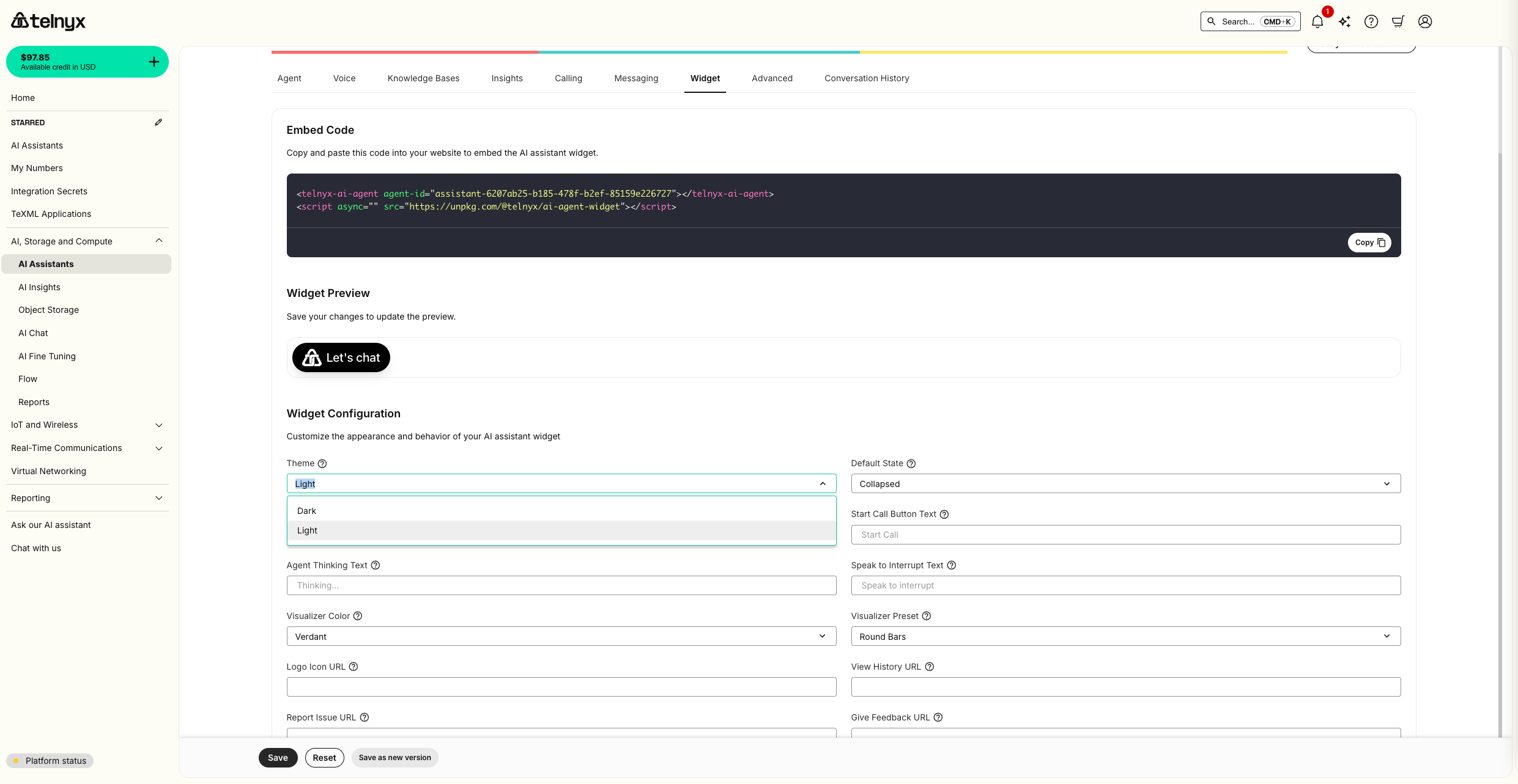 Edit Assistant Widget