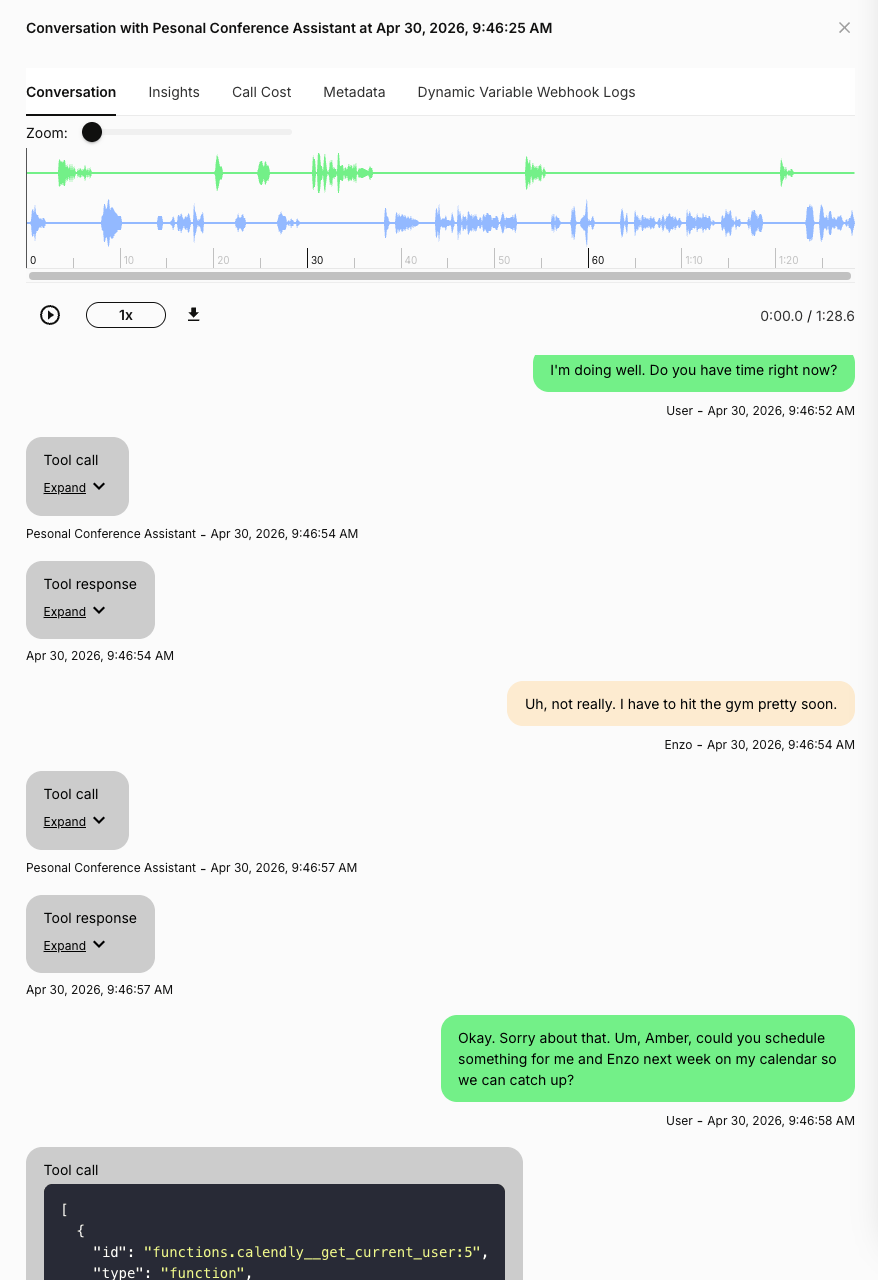 Calendar availability tool call in a multi-participant call