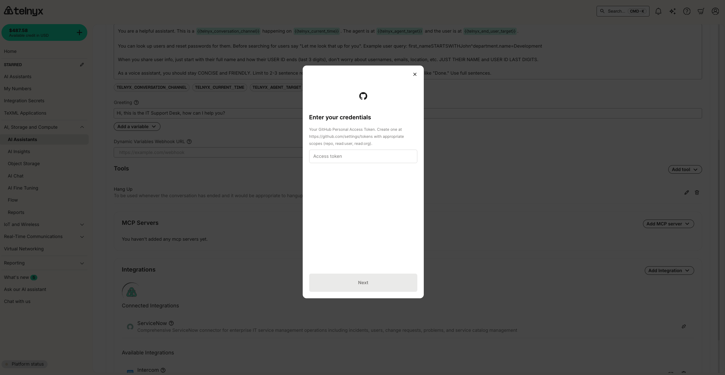 AI Integration Creds