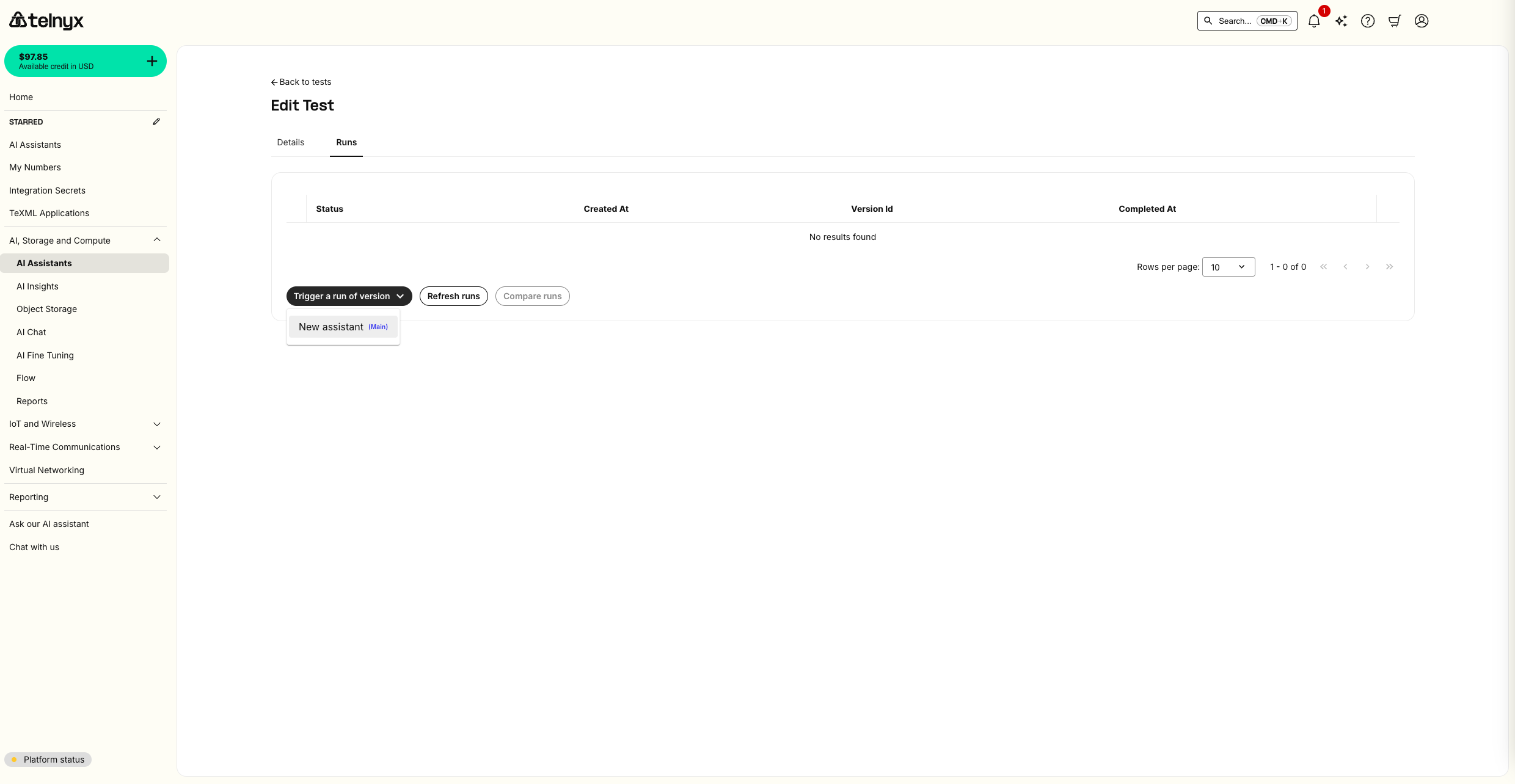 Test Execution Run