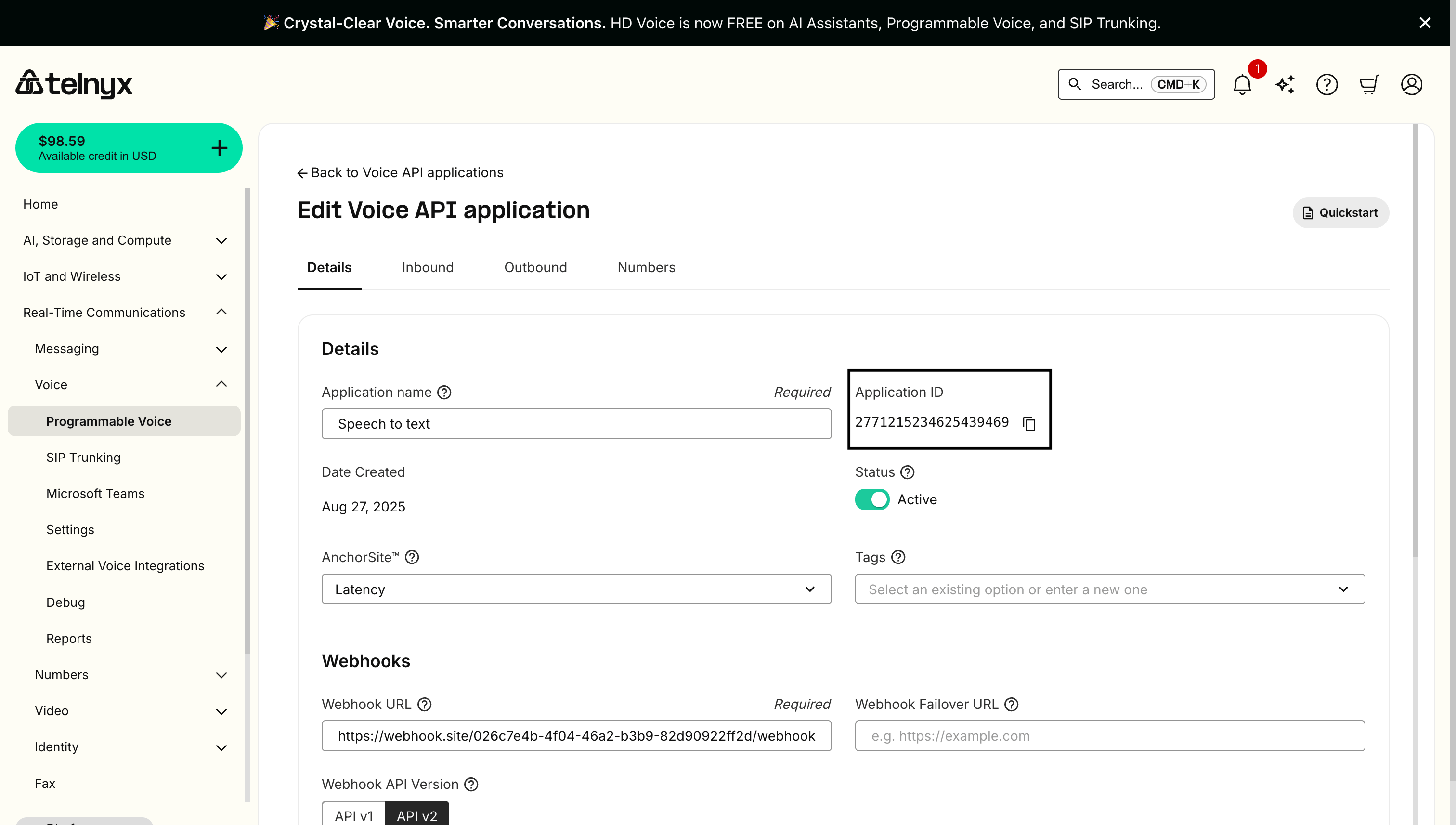 Application ID (Connection ID)