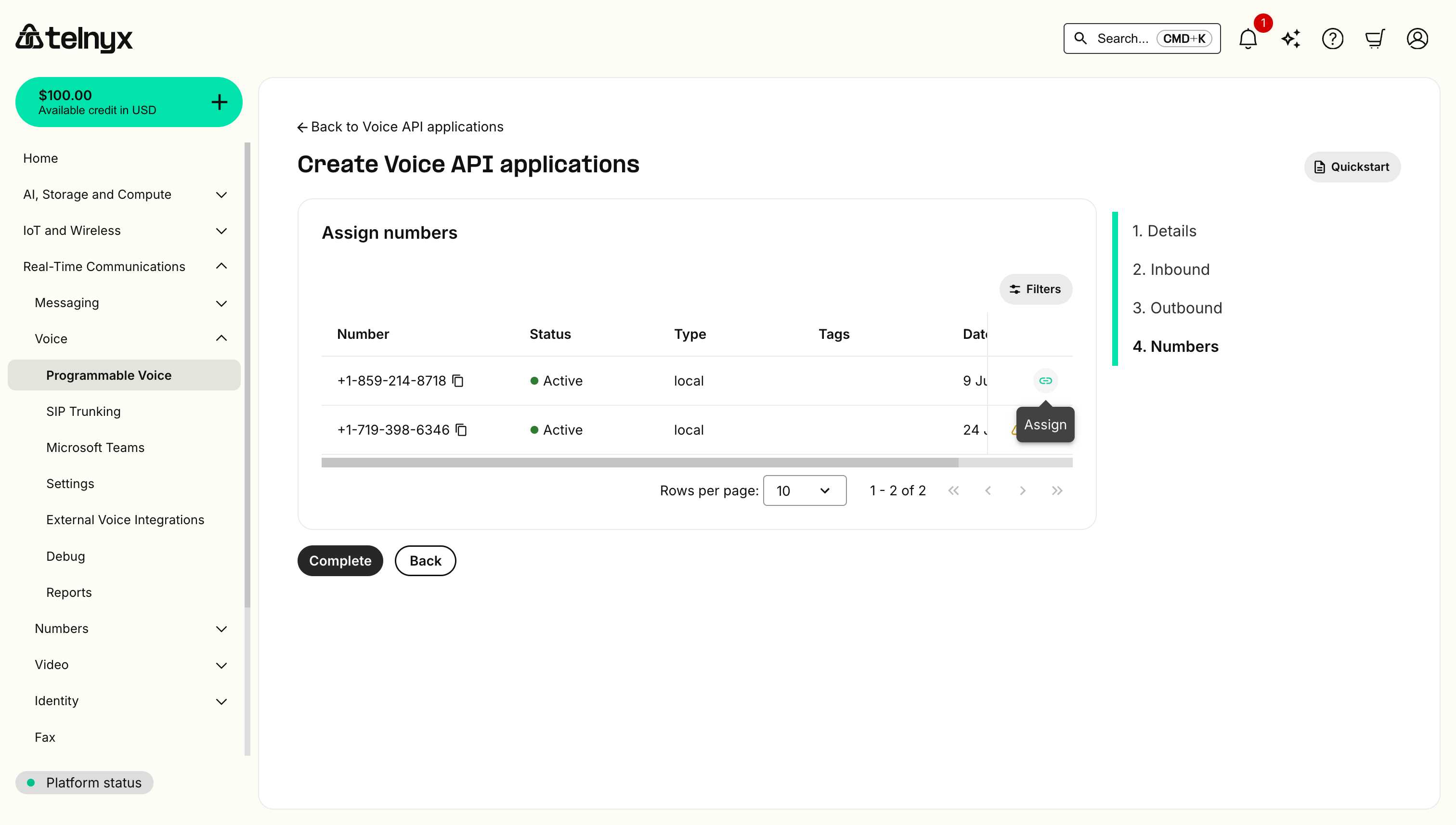 Configure Numbers