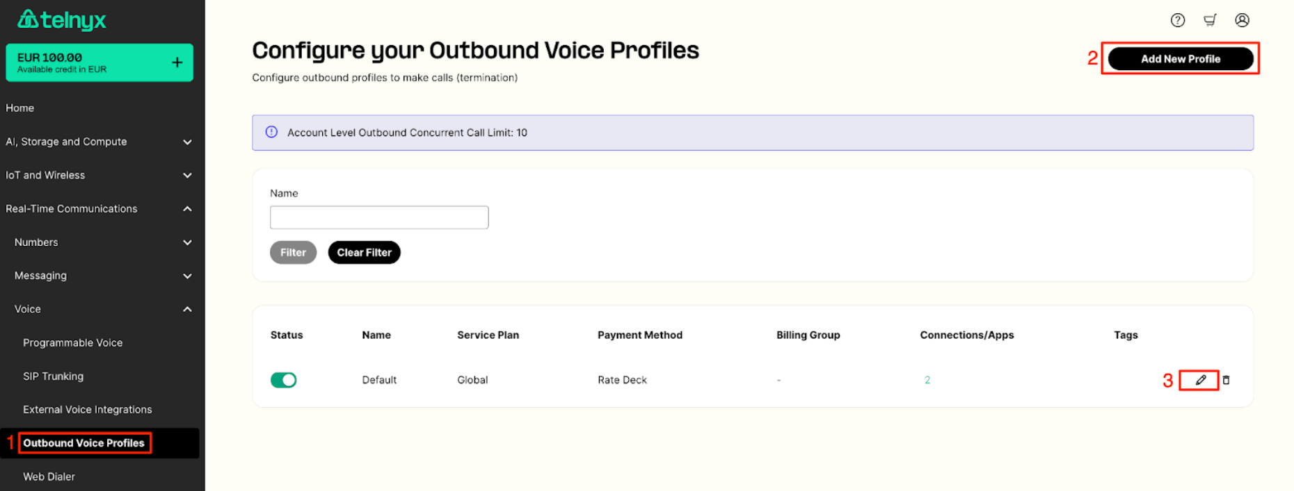 Configure Your Outbound Voice Profiles in the Mission Control Portal