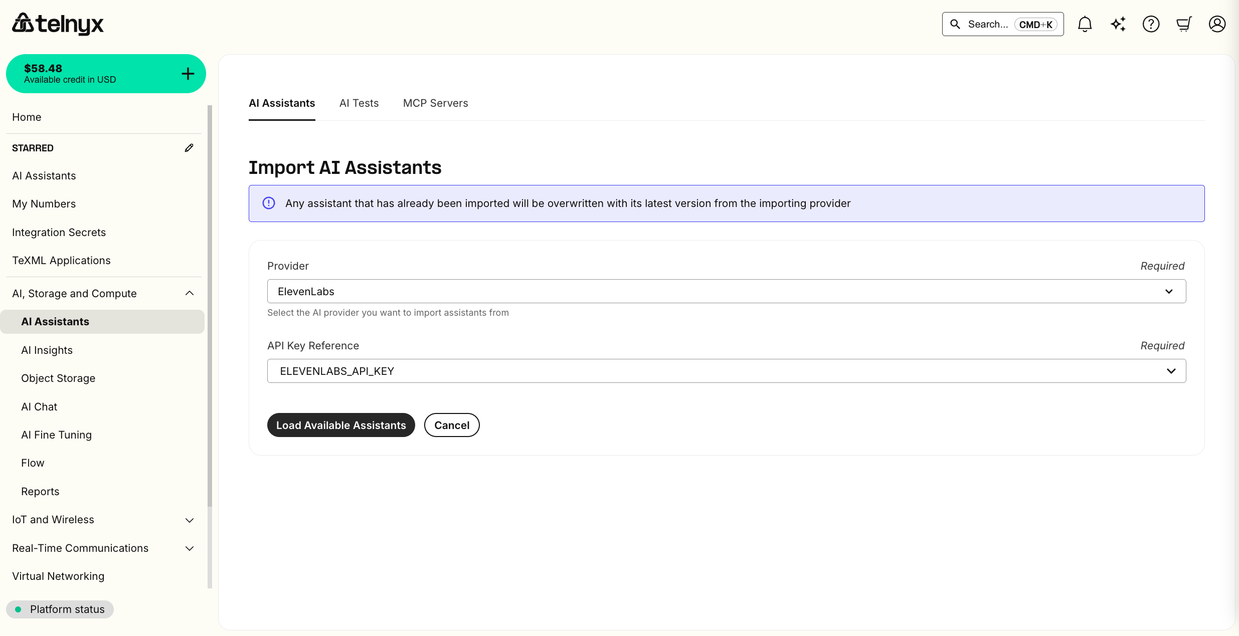 Import Assistants Page