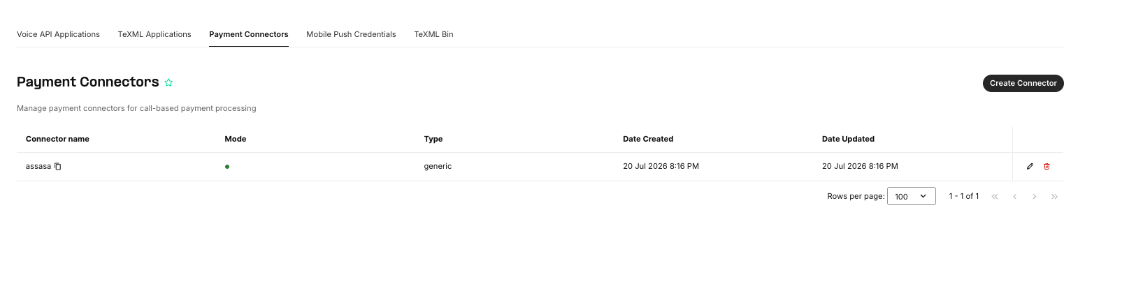 Payment Connectors list