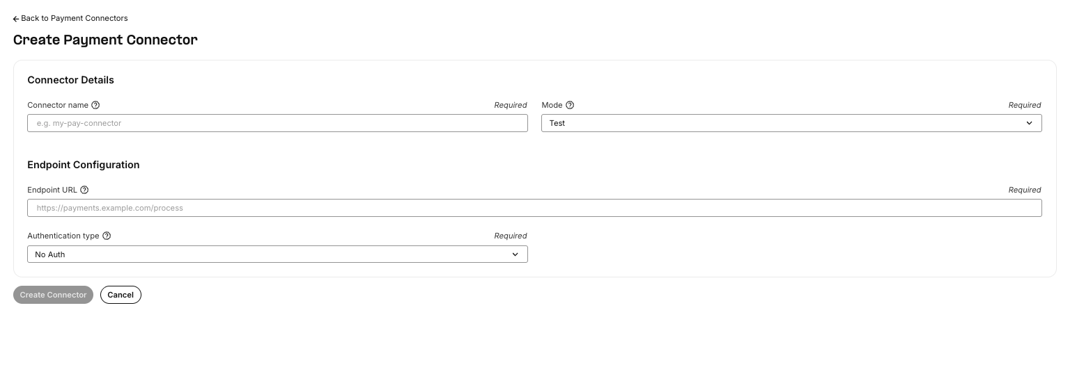 Create Payment Connector