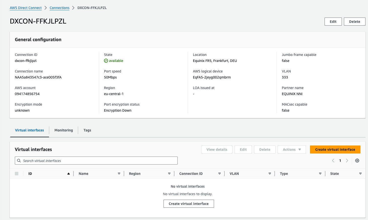 AWS Enable Primary Connection