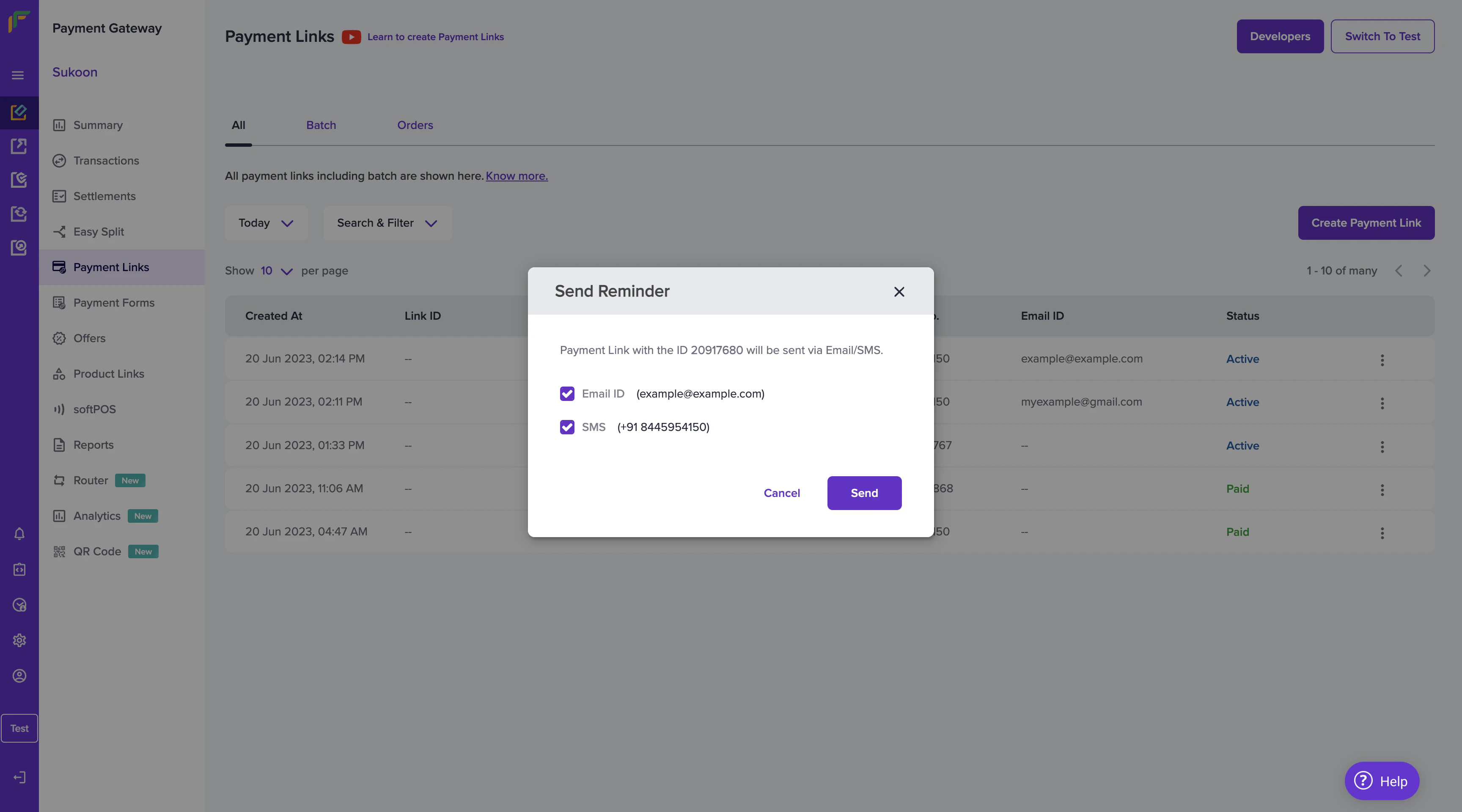 Payment Link Send Reminder - 1