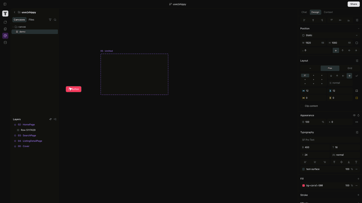Editing a storyboard with the Design panel