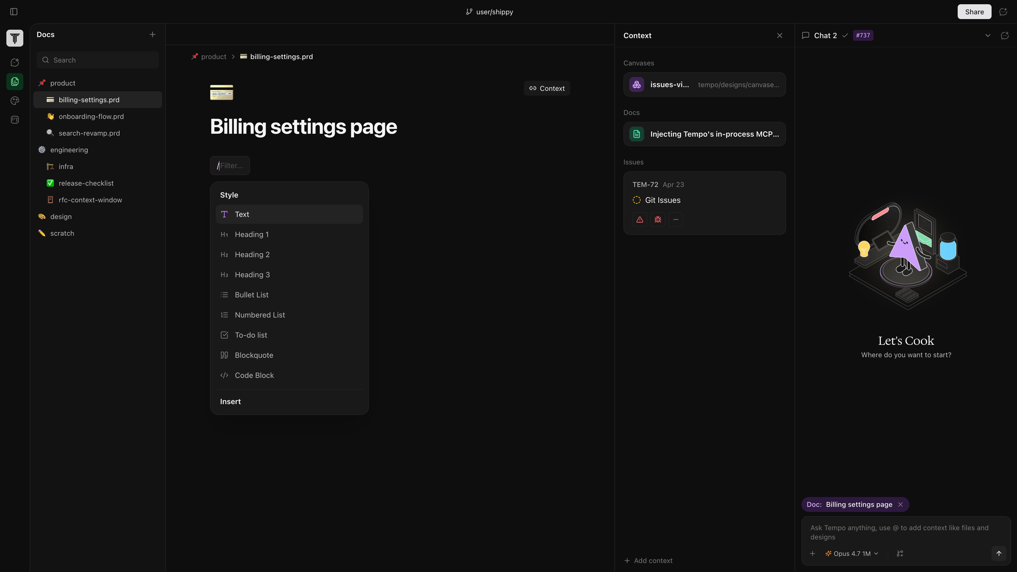 The Docs editor