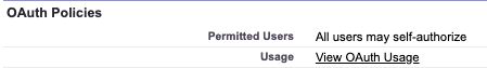 OAuth Policies showing Permitted Users set to All users may self-authorize