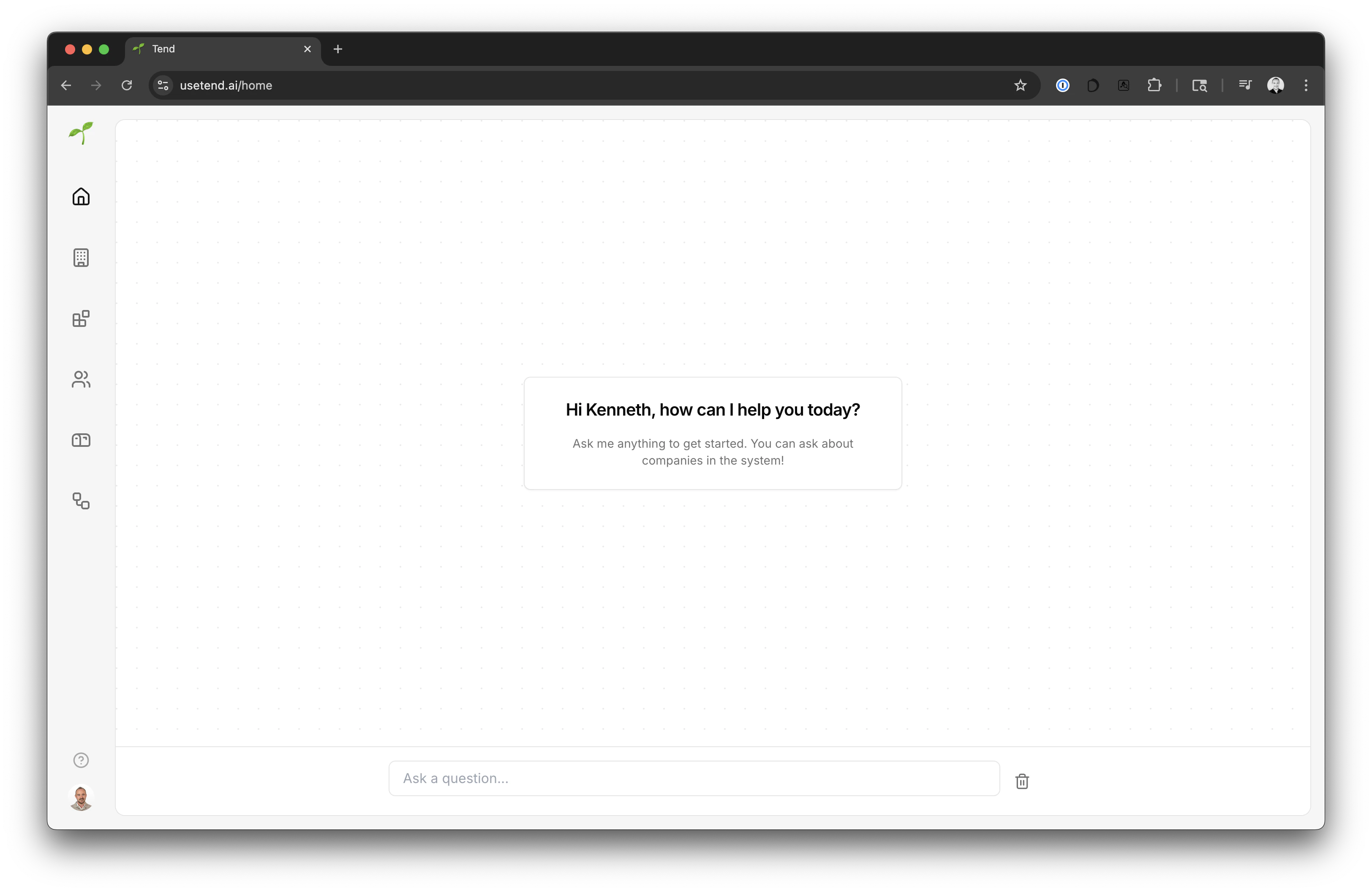 Main dashboard interface