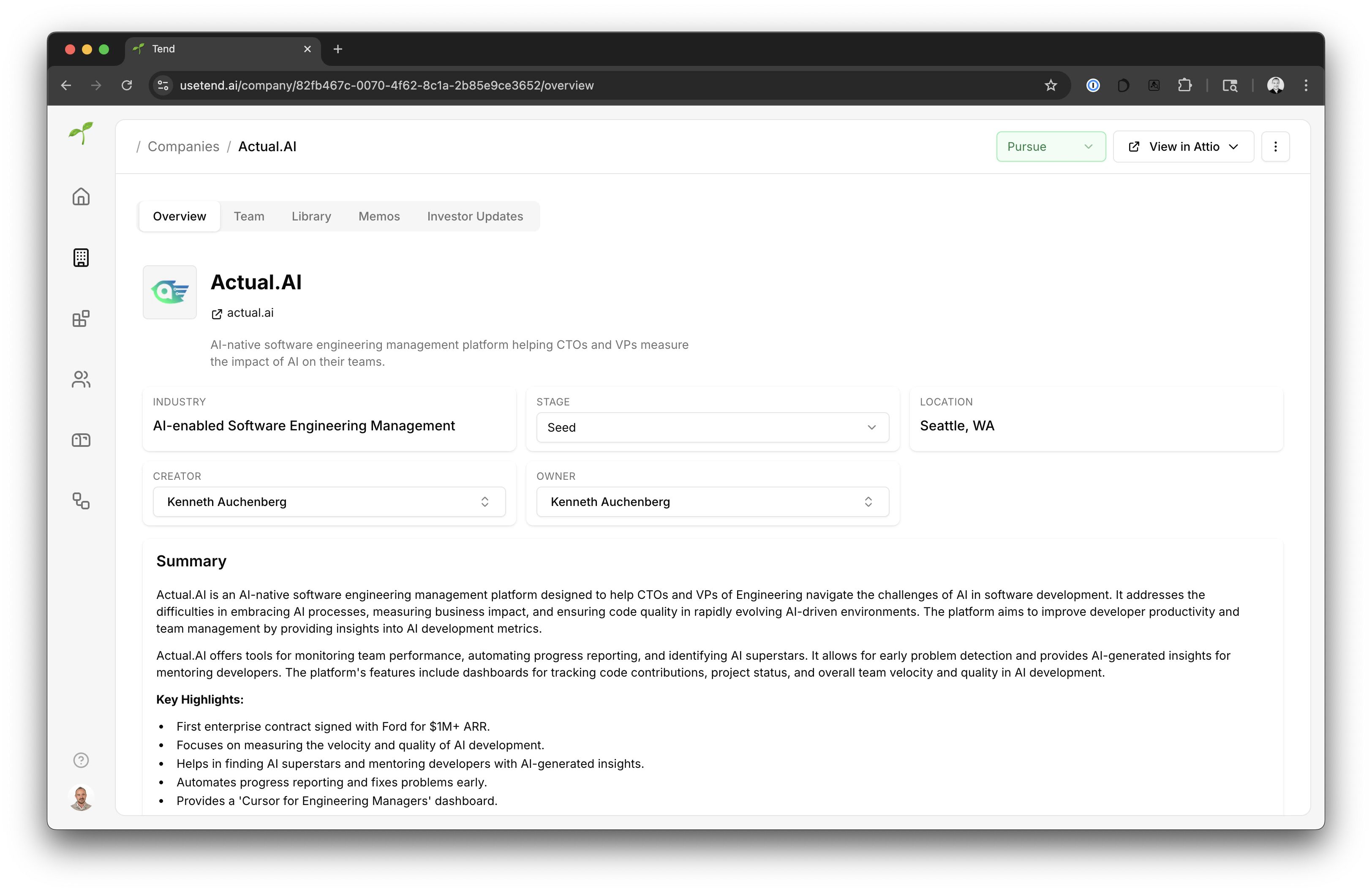 Main dashboard interface