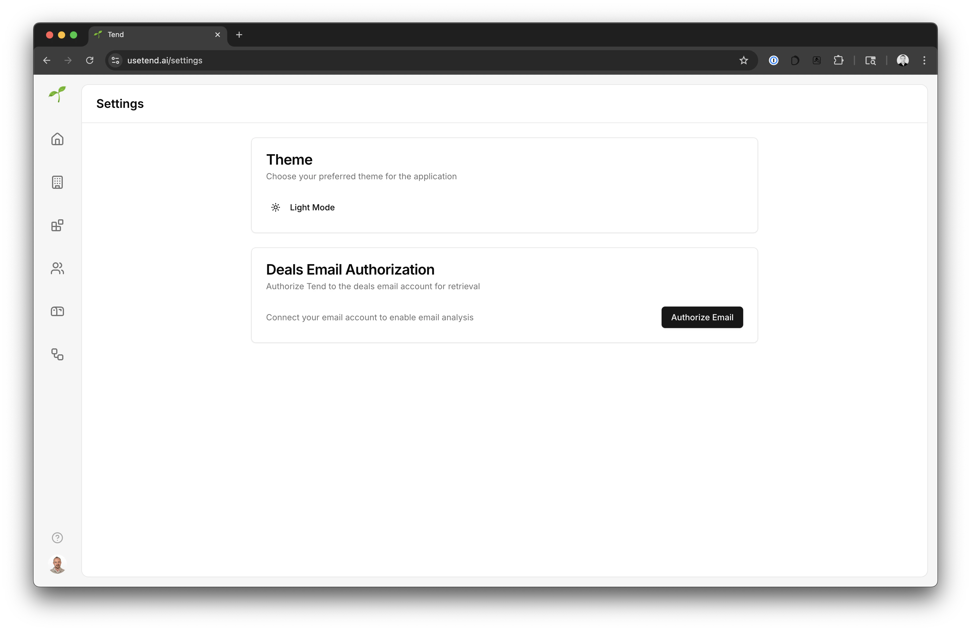 Main dashboard interface