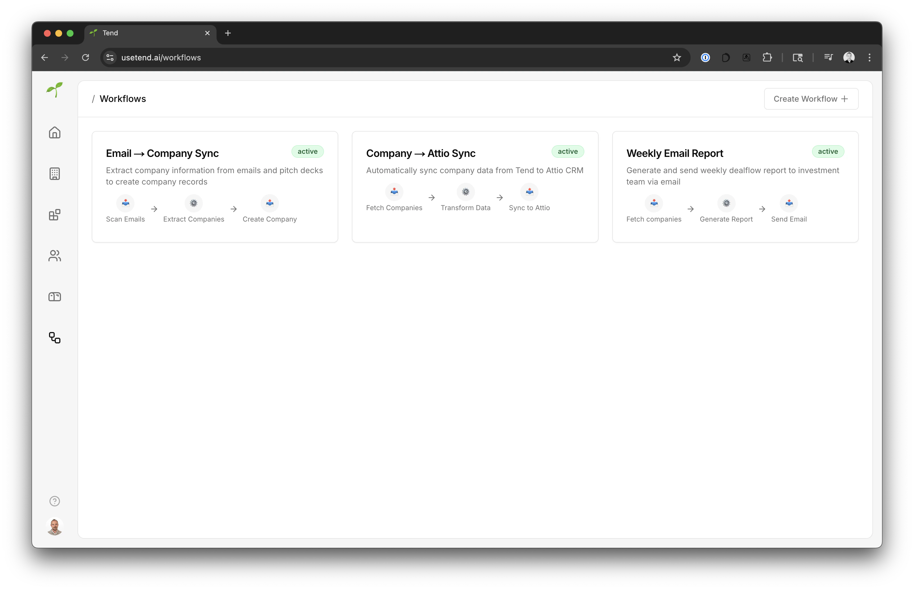 Main dashboard interface