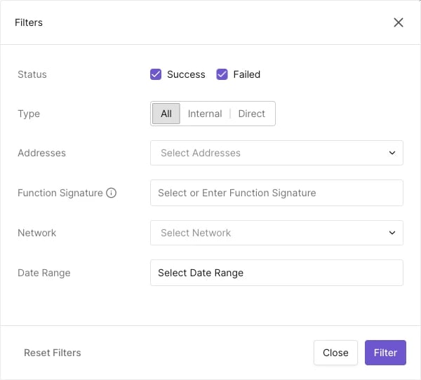 Detailed Transaction Filtering