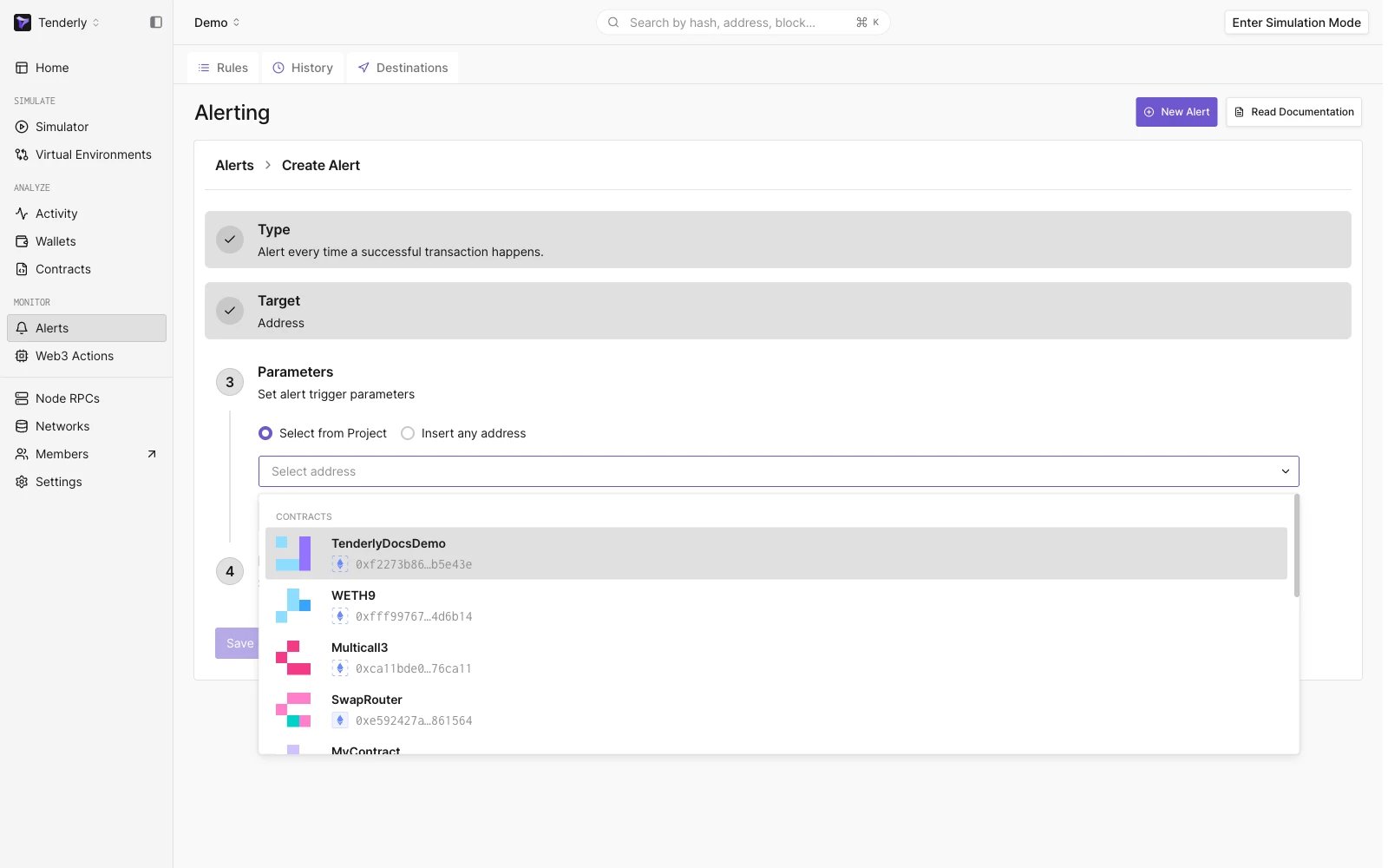 List of smart contracts and wallets associated with the project