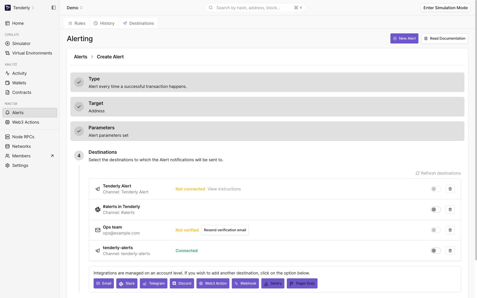 Alerts set-up wizard