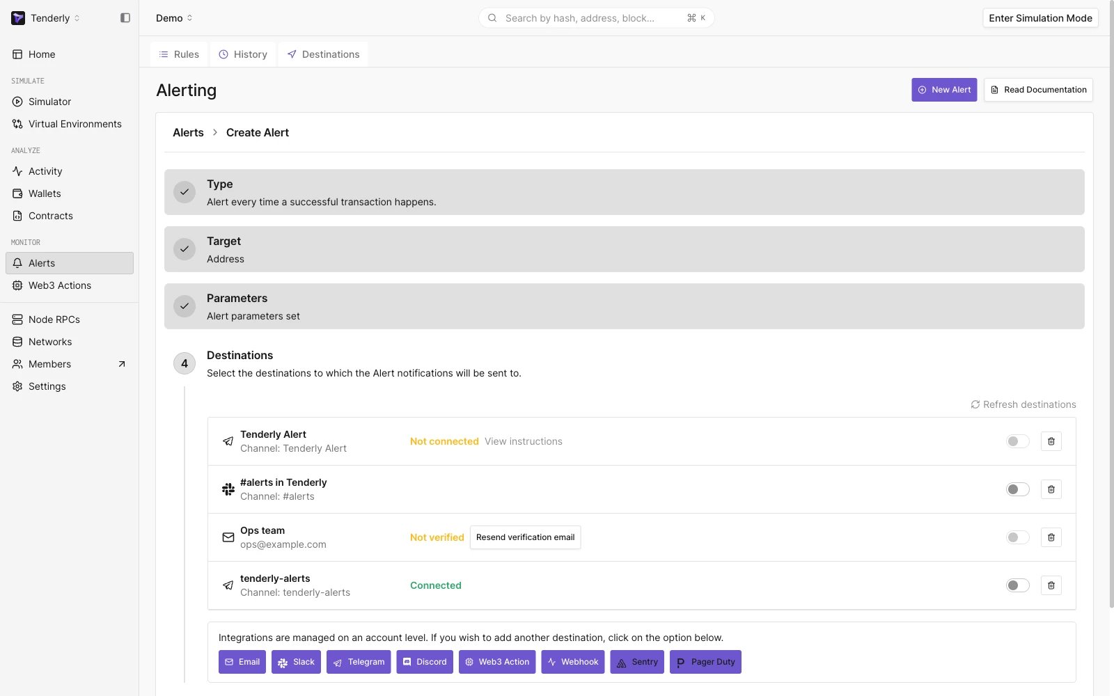 Alerts set-up wizard