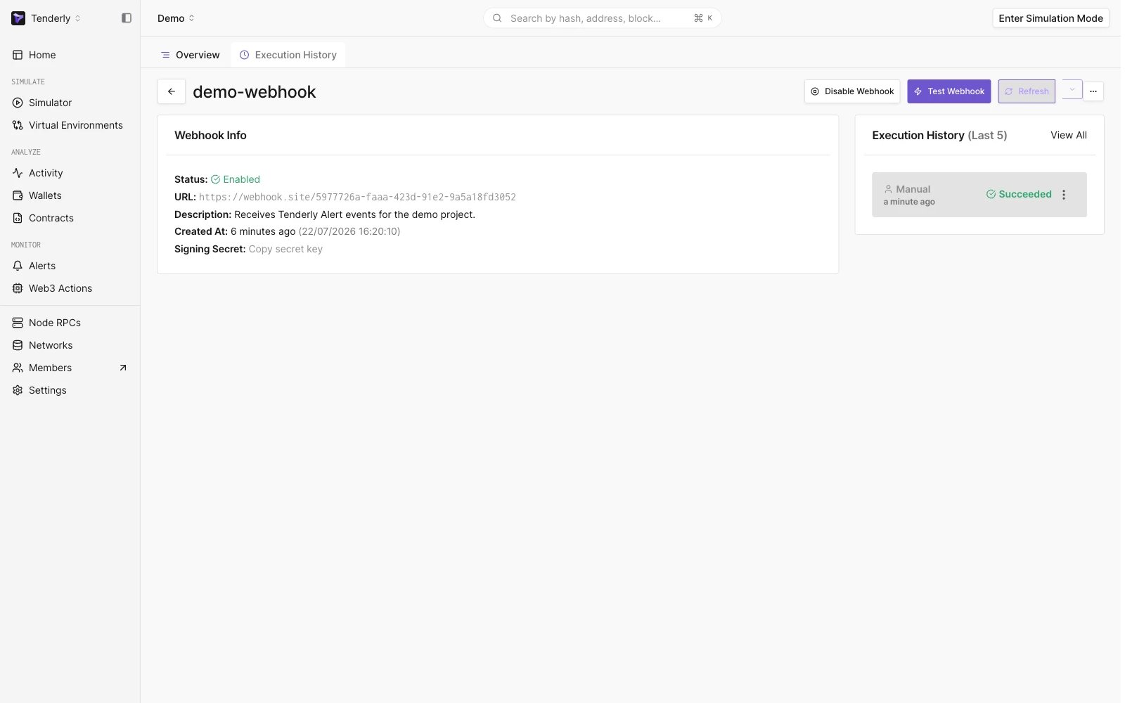 Manually Triggered Webhook After Clicking on Test Webhook Button