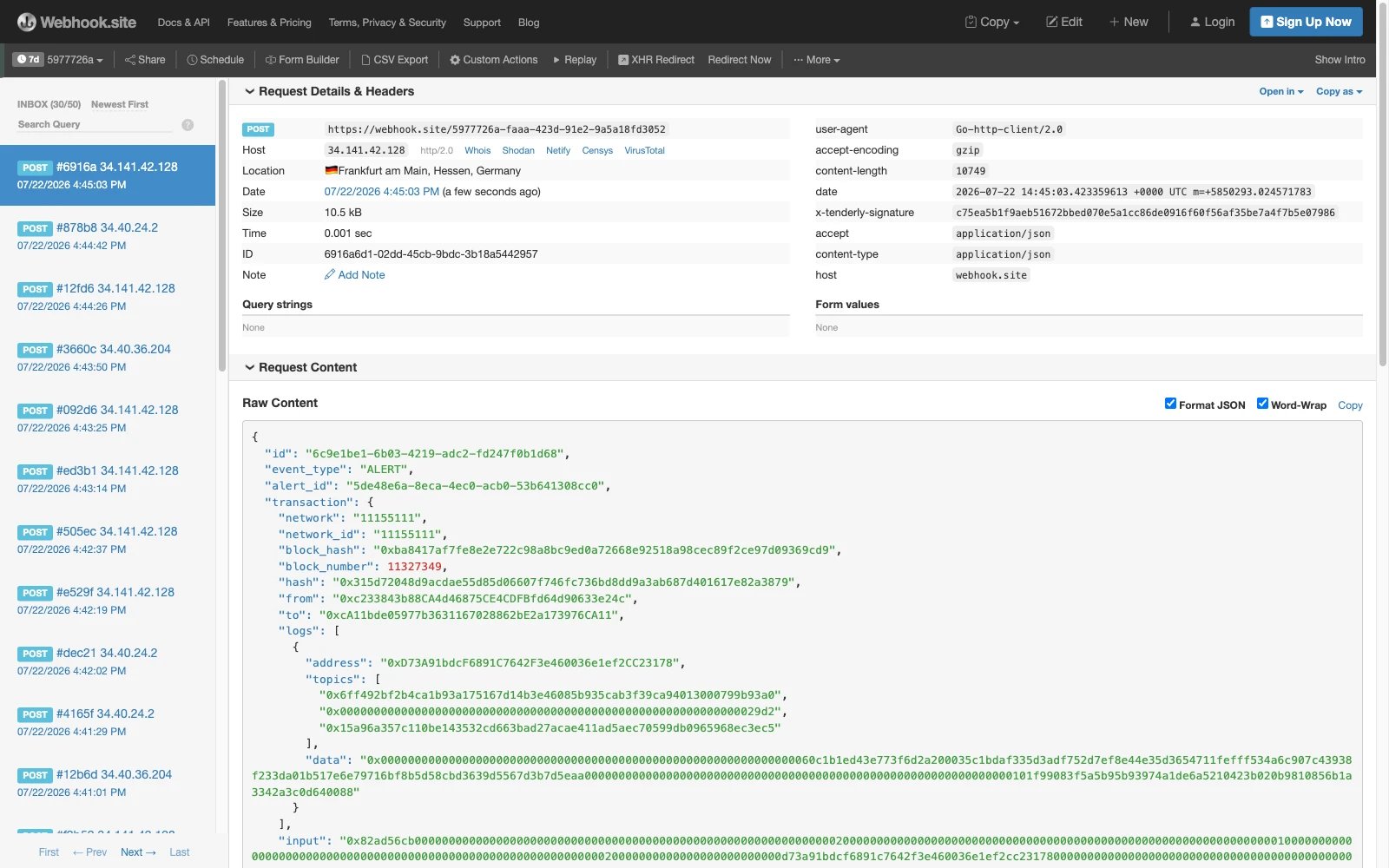 Successful Webhook Executions