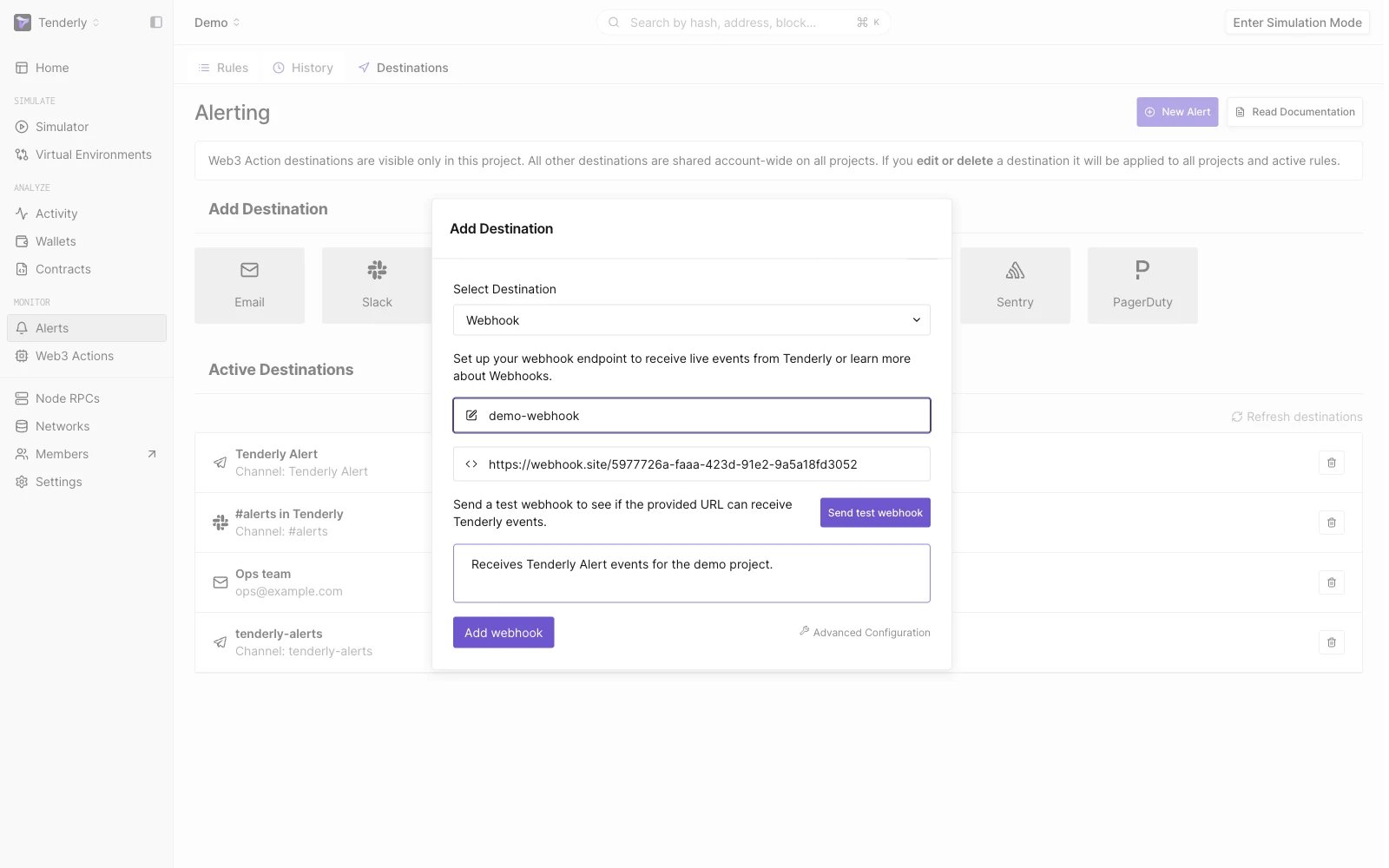 Add Webhook Modal